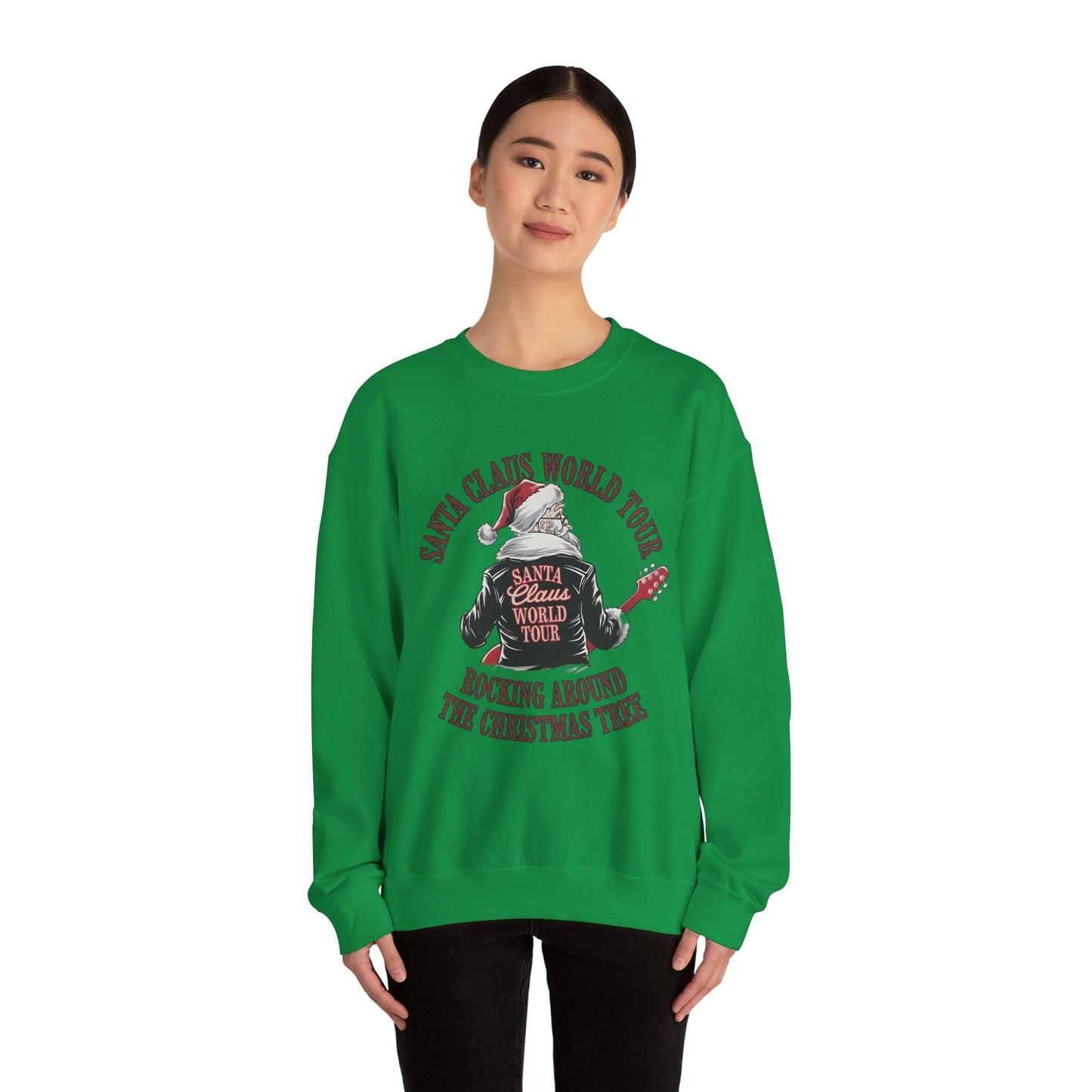 Santa Claus World Tour Crewneck Sweatshirt - Christmas Holiday Festive Funny - Sizes S-5X