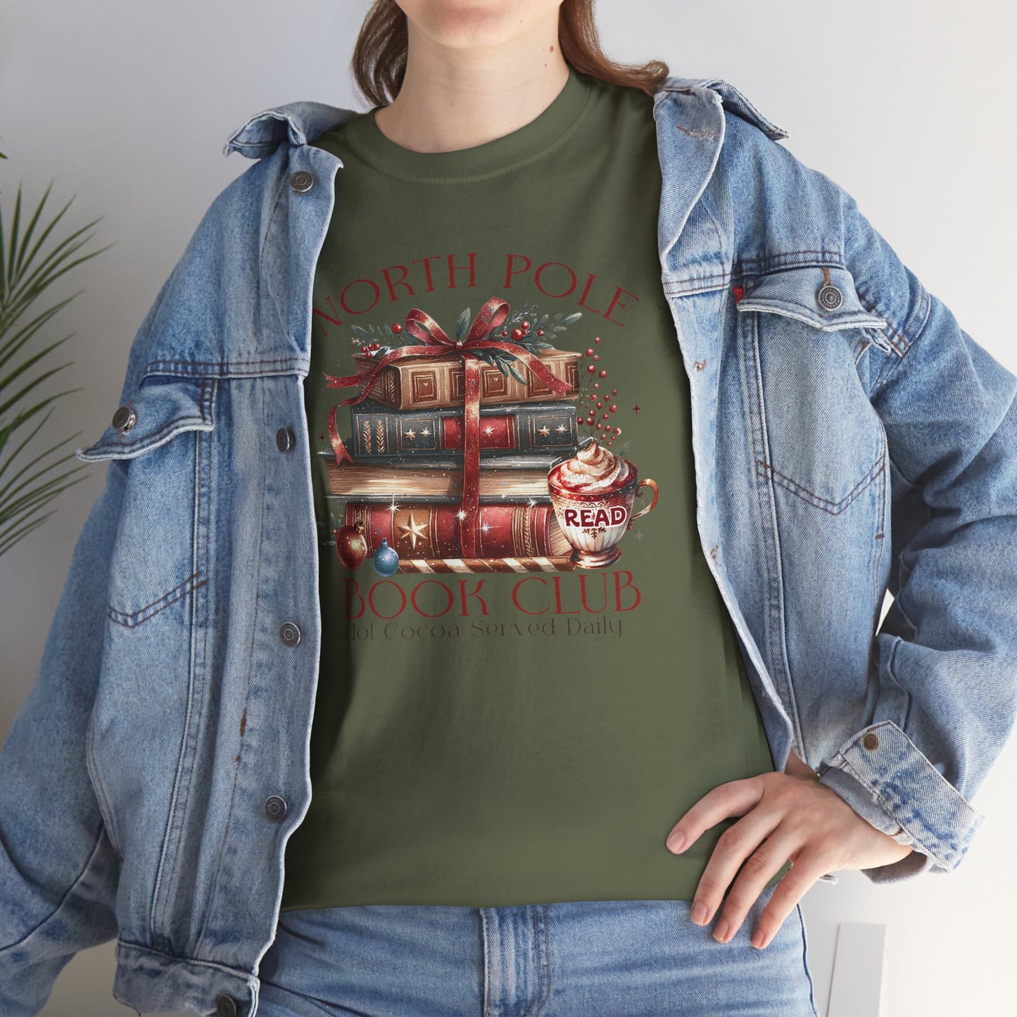 North Pole Book Club Unisex Heavy Cotton tee - Books Lover Christmas Holiday Festive Unisex T-shirt - sizes S - 5X