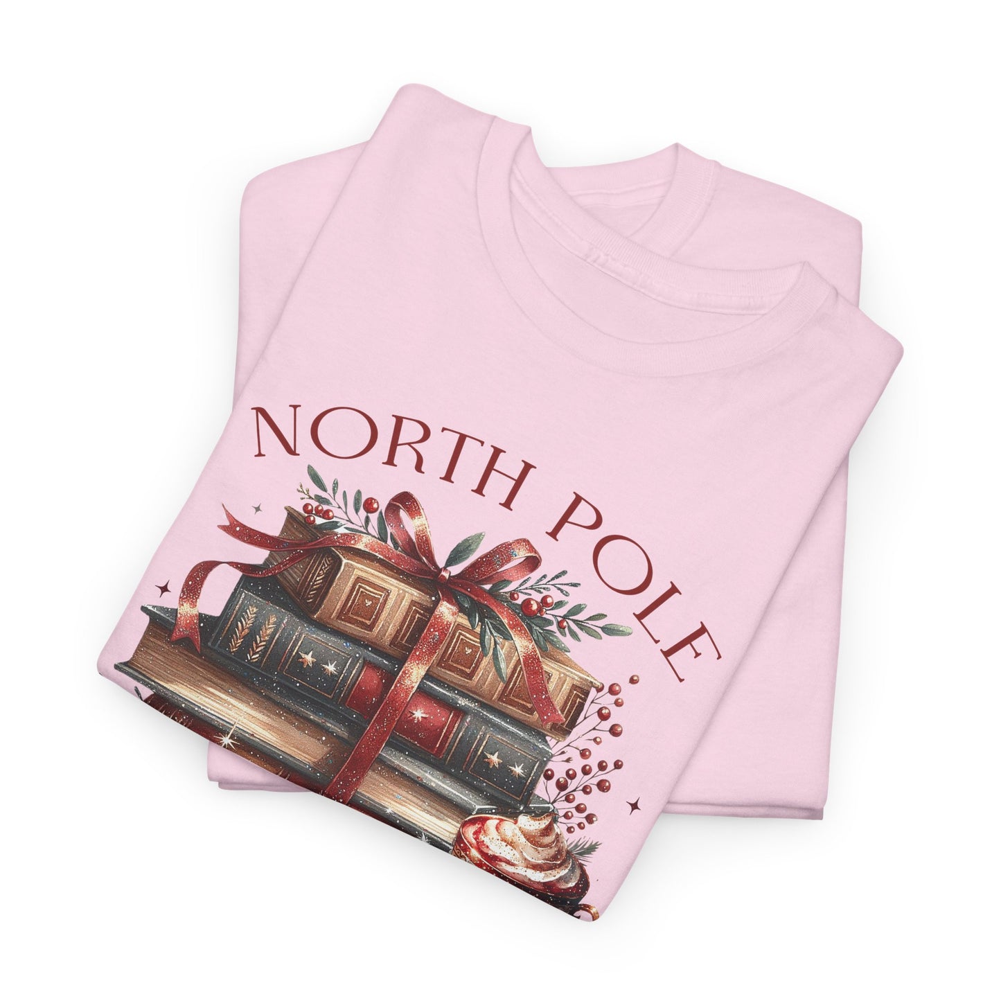 North Pole Book Club Unisex Heavy Cotton tee - Books Lover Christmas Holiday Festive Unisex T-shirt - sizes S - 5X