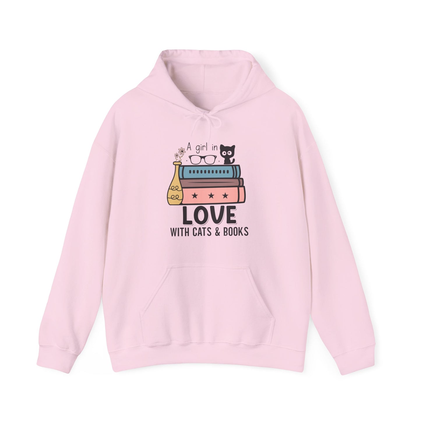 Just a girl in love with cats and books Unisex Heavy Blend™ Hooded Sweatshirt - S - 3X sizes