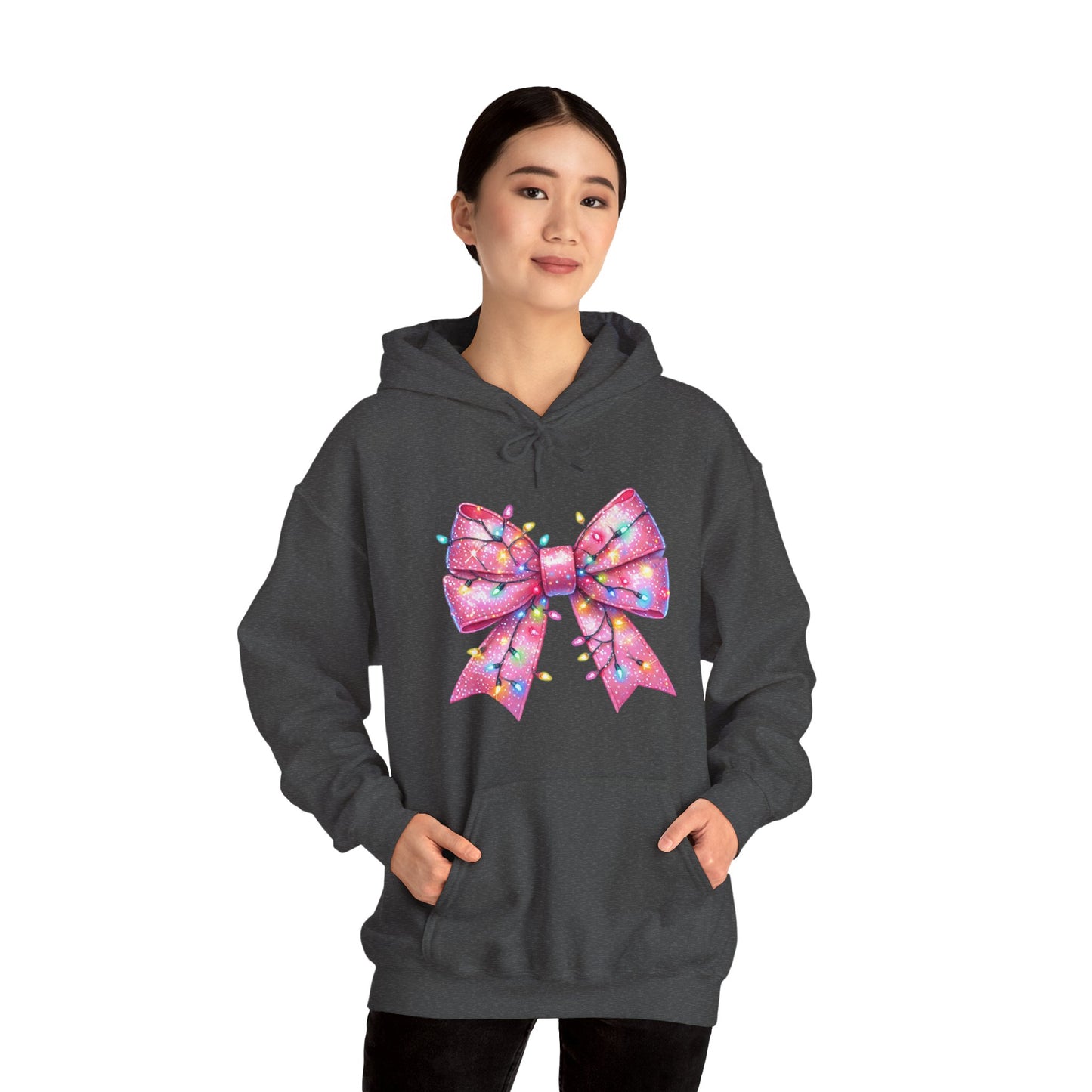 Big Pink Christmas Bow Unisex Heavy Blend™ Hooded Sweatshirt - sizes S - 3X