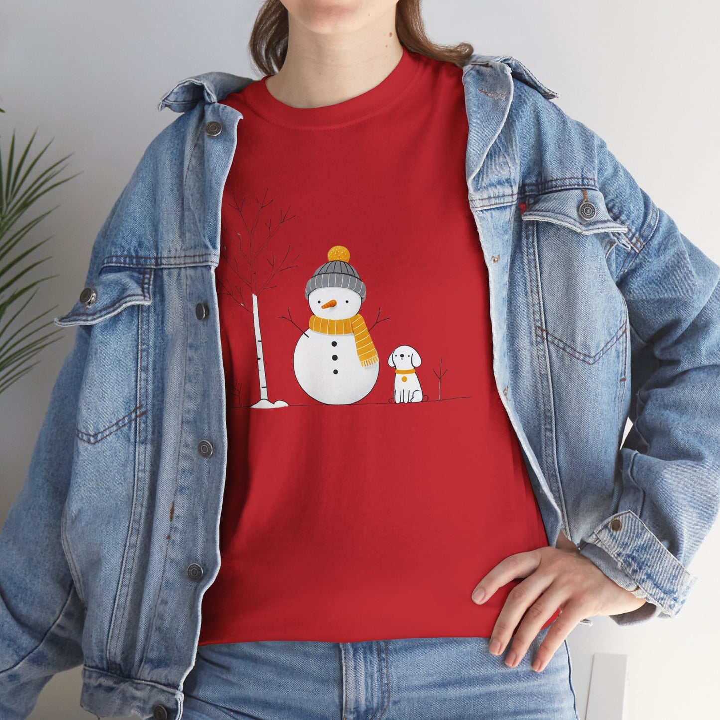 Snowman and Dog Unisex Heavy Cotton Tee - sizes S - 5X