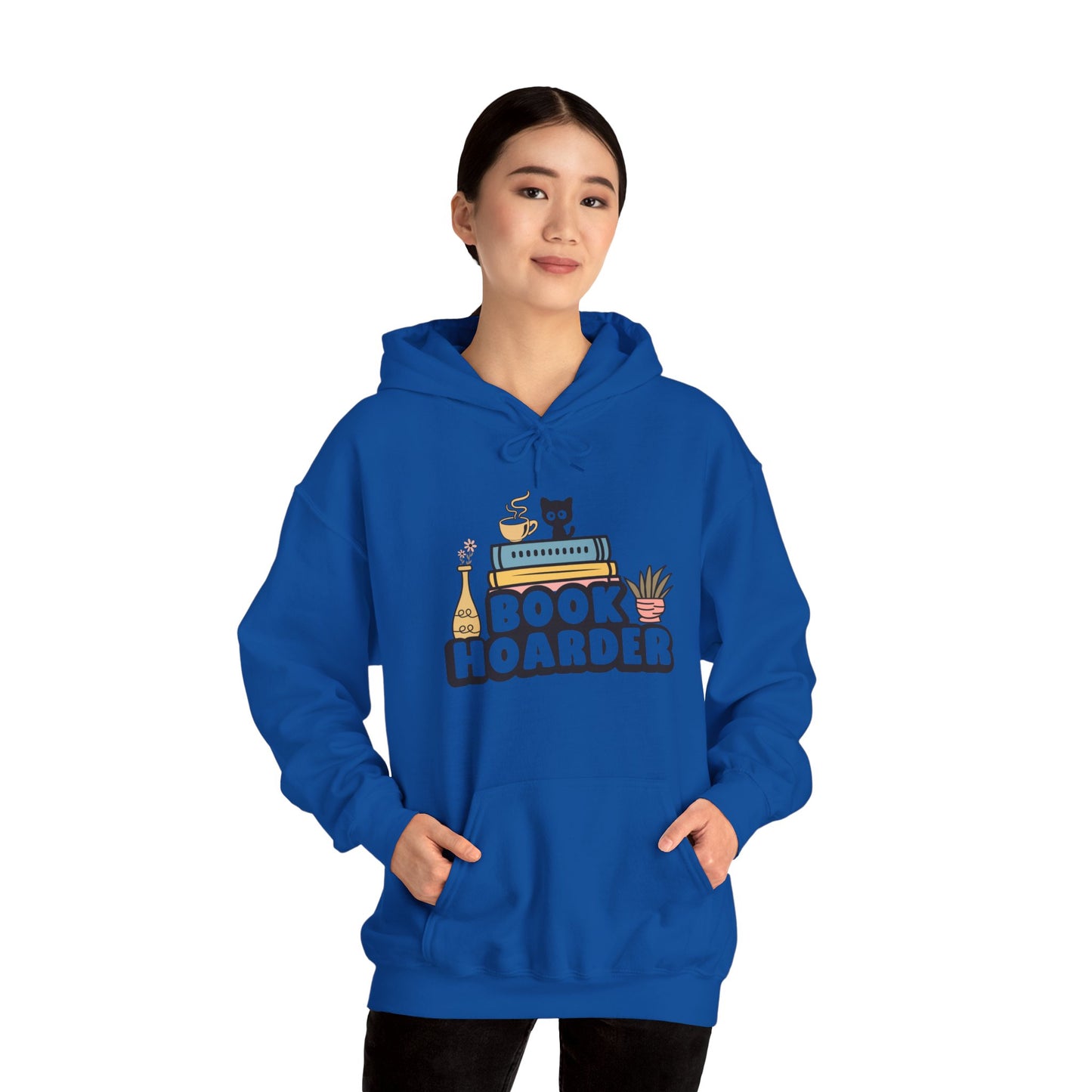 Book Hoarder Heavy Blend Unisex Hoodie - Funny Cat Lover Sweatshirt - sizes S - 5X