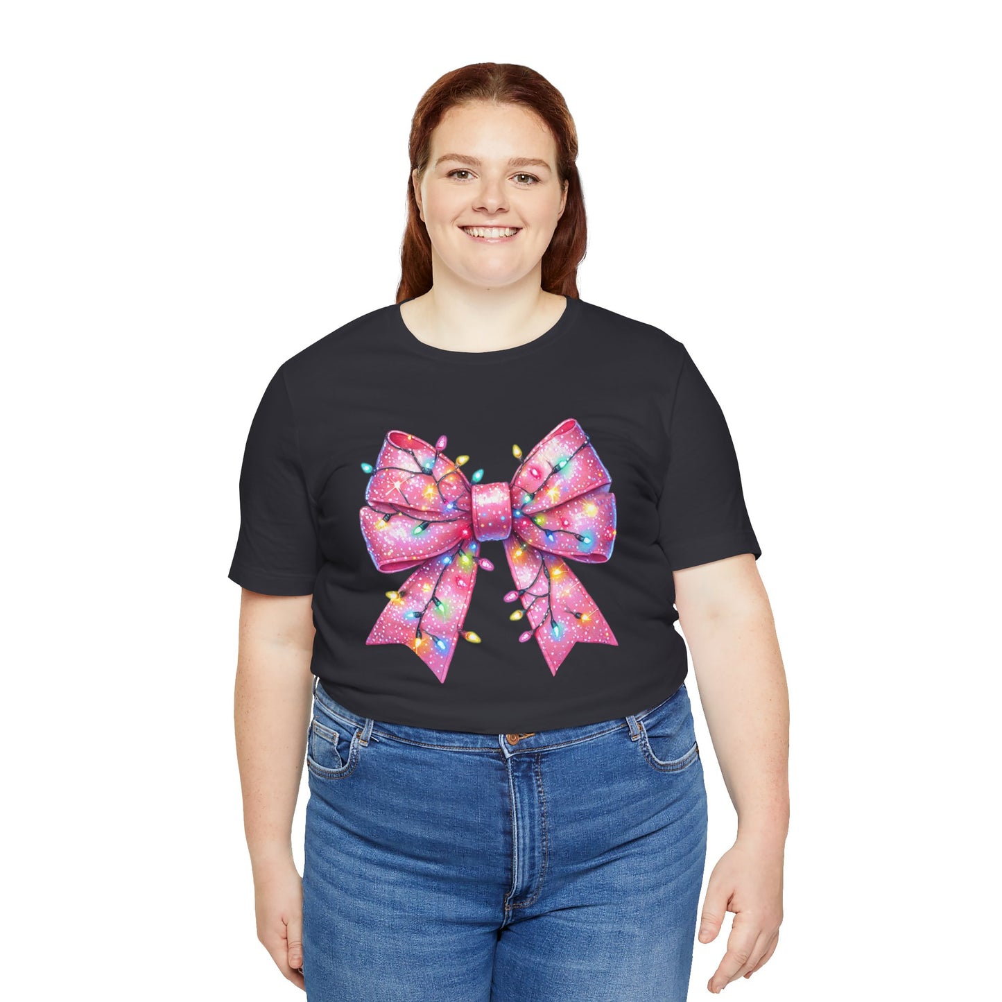 Pink Christmas Bow Unisex Jersey Short Sleeve Tee - sizes S - 3X