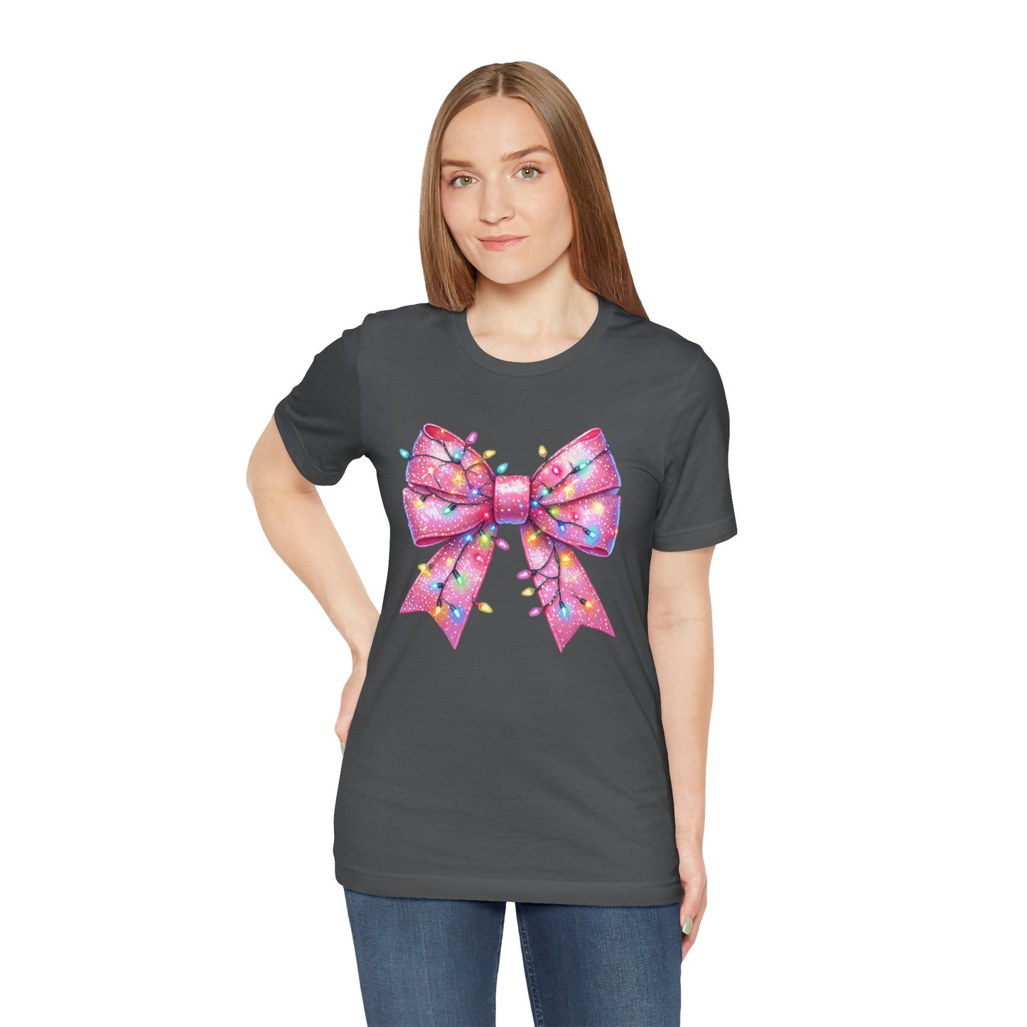 Pink Christmas Bow Unisex Jersey Short Sleeve Tee - sizes S - 3X