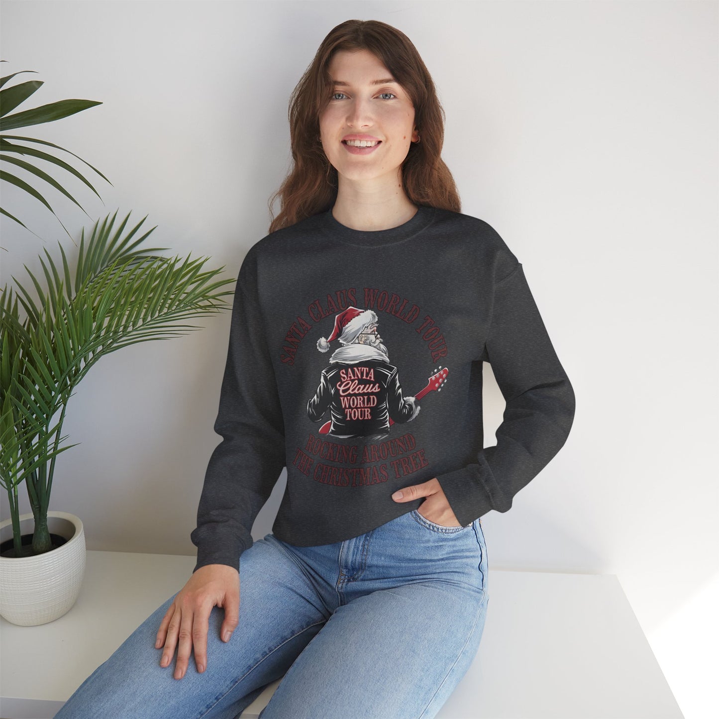 Santa Claus World Tour Crewneck Sweatshirt - Christmas Holiday Festive Funny - Sizes S-5X