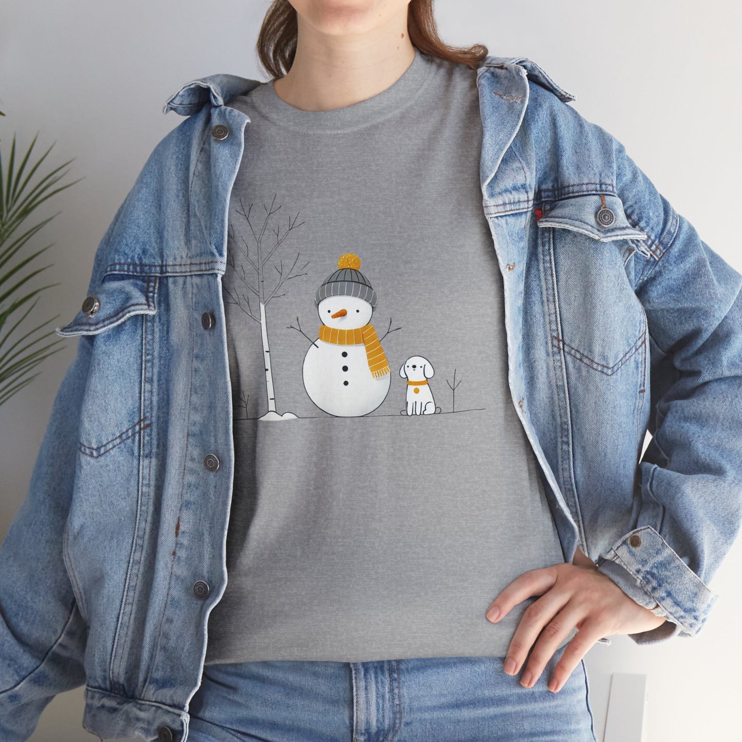 Snowman and Dog Unisex Heavy Cotton Tee - sizes S - 5X