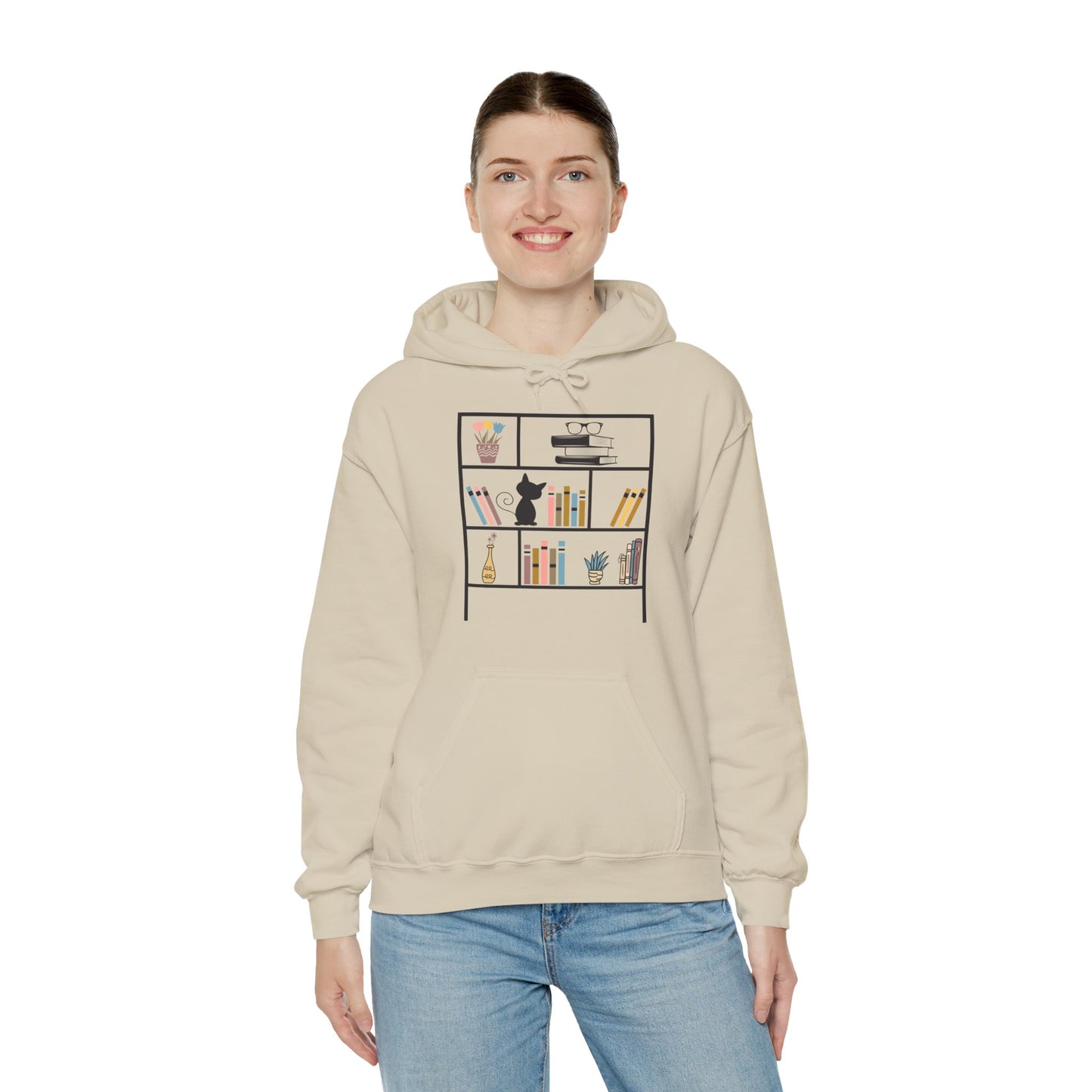 Unisex Heavy Blend™ Hooded Sweatshirt - bookshelf for cat - sizes S - 3X