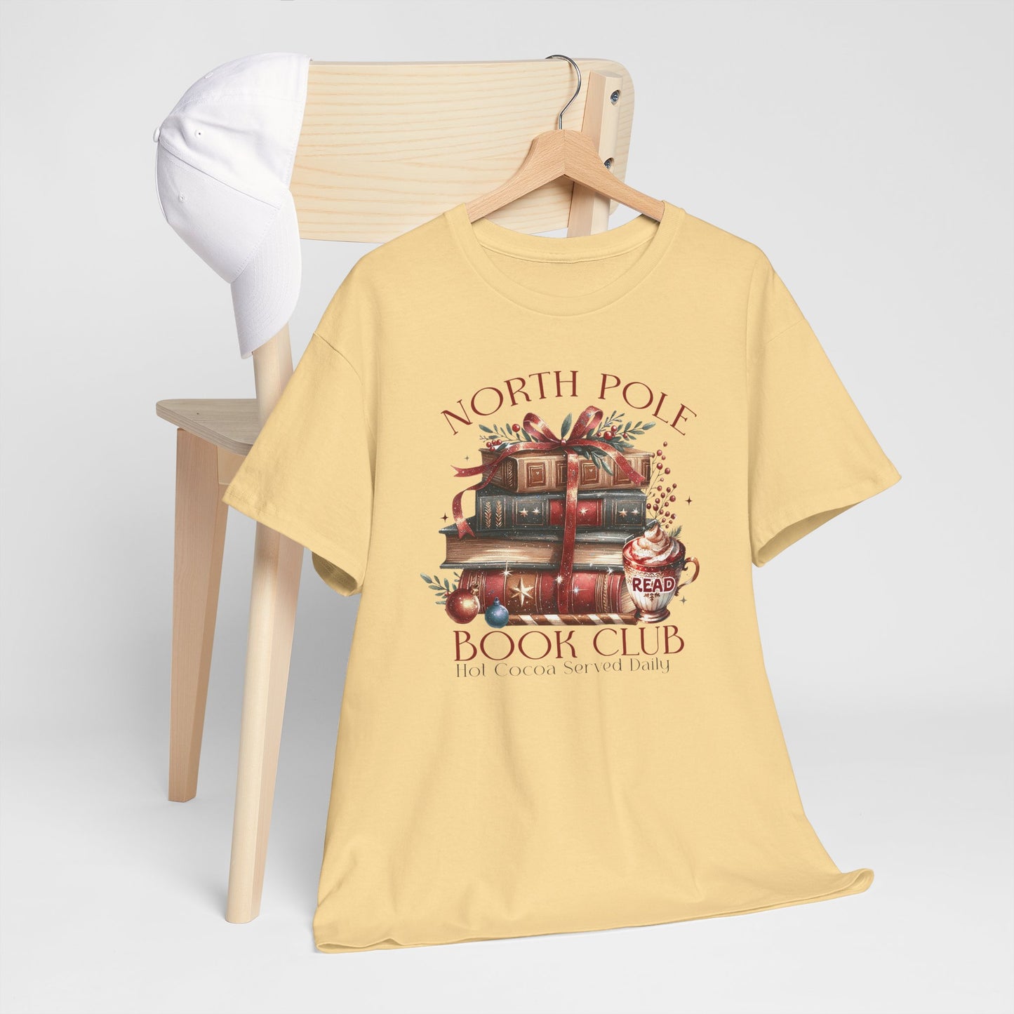 North Pole Book Club Unisex Heavy Cotton tee - Books Lover Christmas Holiday Festive Unisex T-shirt - sizes S - 5X