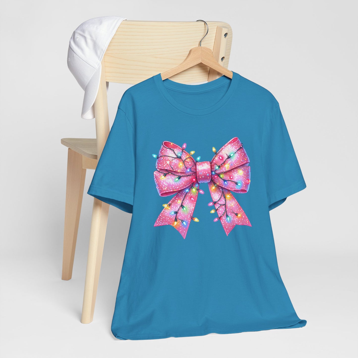 Pink Bow Christmas Tee - Festive Holiday Unisex Jersey T-shirt - sizes S - 3X