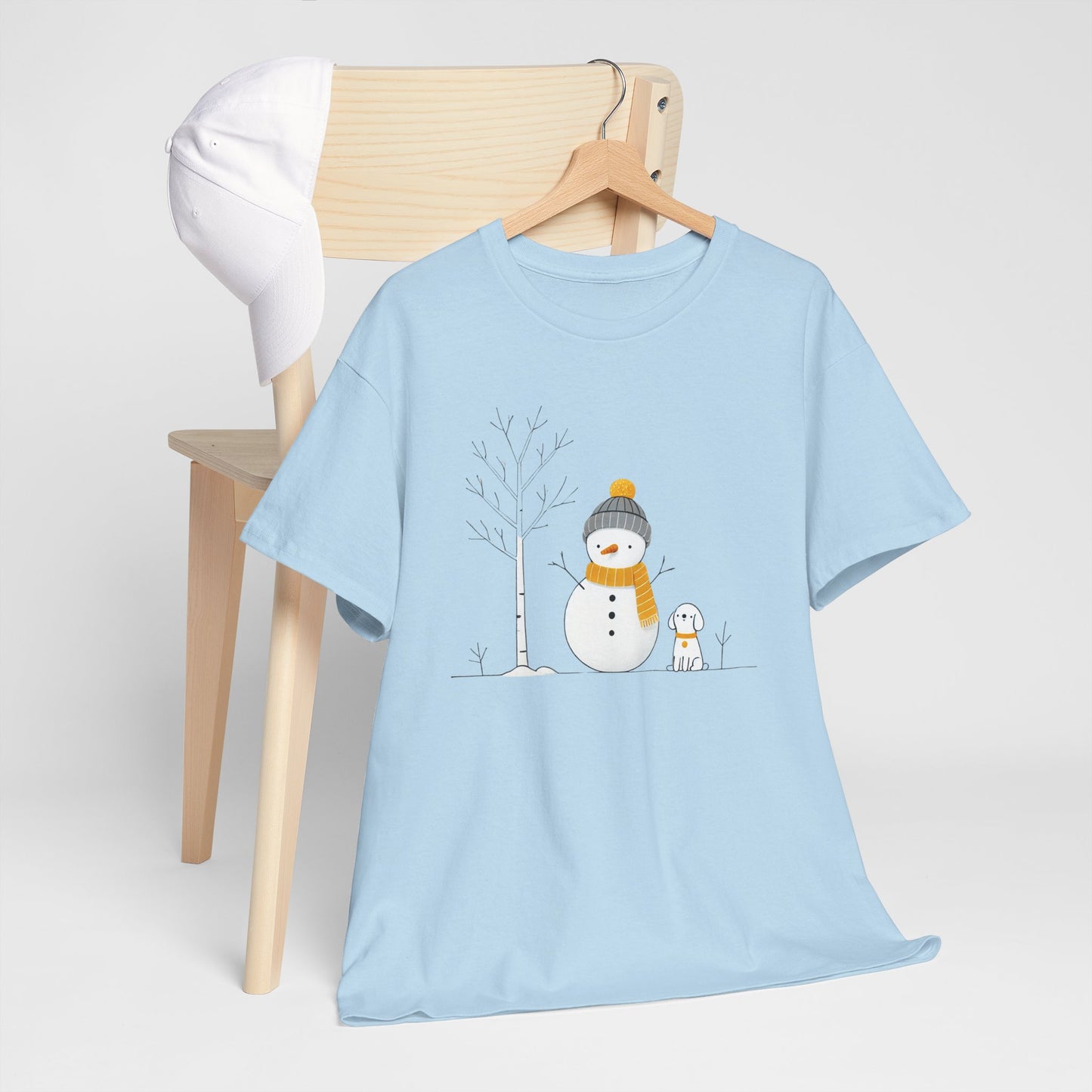 Snowman and Dog Unisex Heavy Cotton Tee - sizes S - 5X