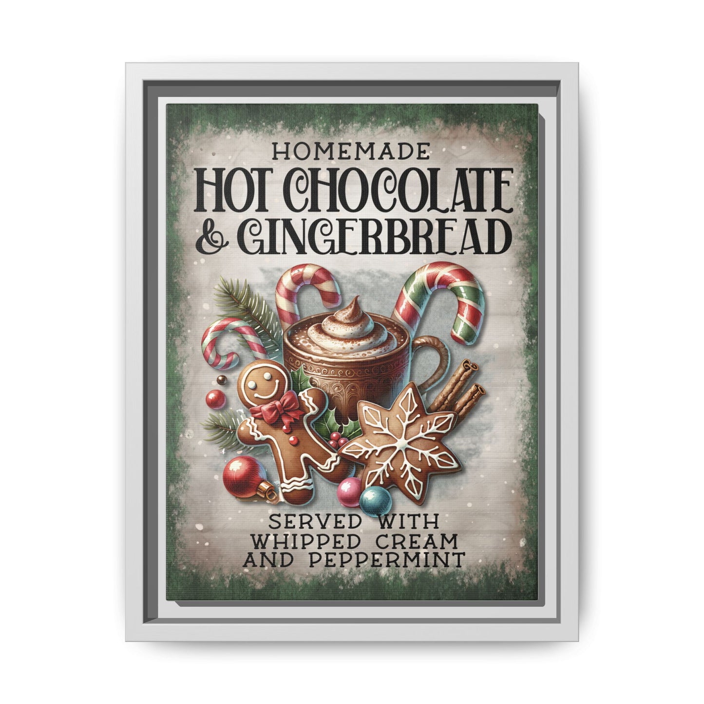 Homemade Hot Chocolate & Gingerbread Matte Canvas, Framed (Multi-color)