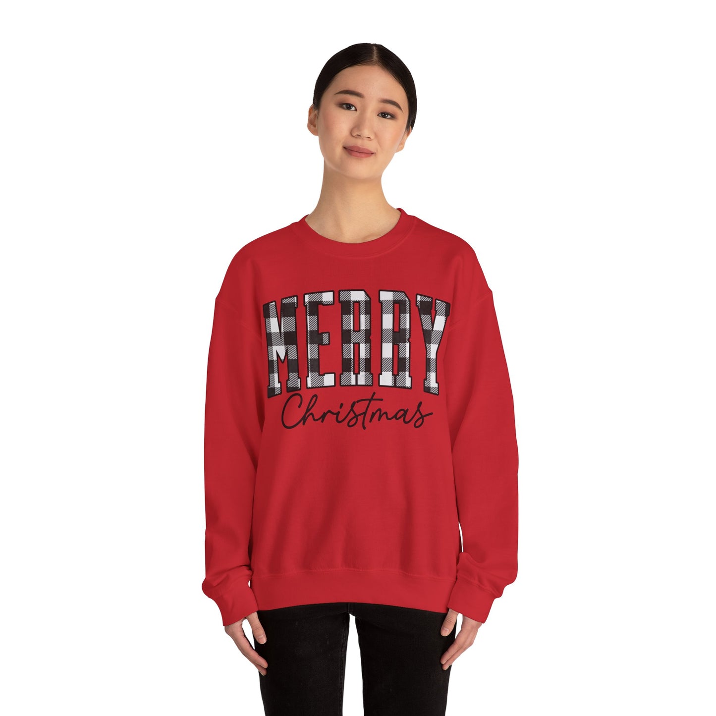 Buffalo Plaid Merry Christmas Unisex Heavy Blend Crewneck Sweatshirt