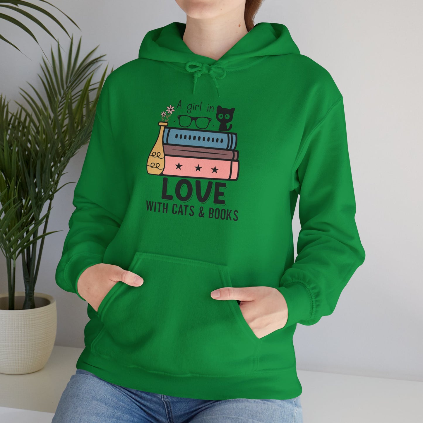 Just a Girl who loves Cats and Books Unisex Heavy Blend™ Hooded Sweatshirt - S - 5X sizes