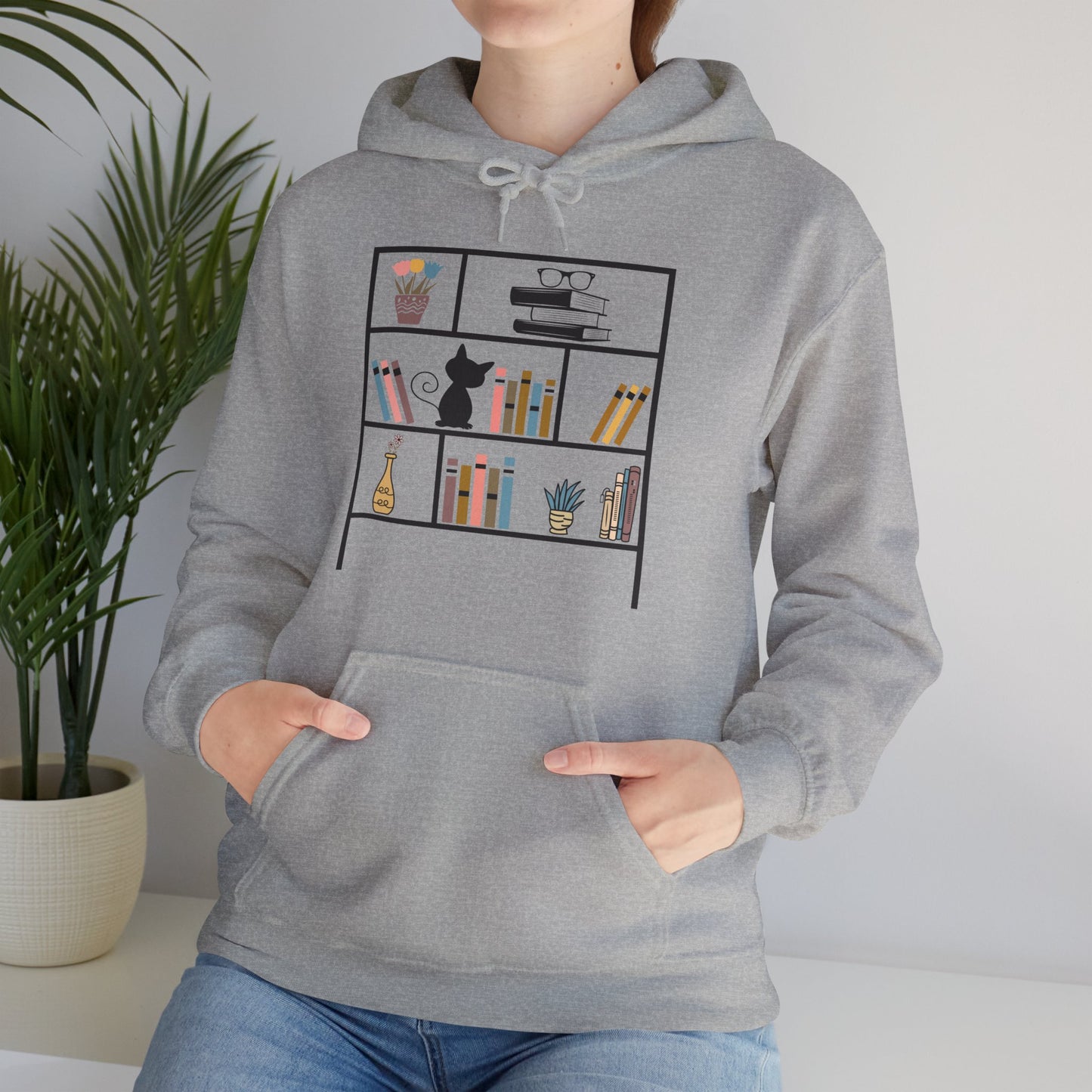 Unisex Heavy Blend™ Hooded Sweatshirt - bookshelf for cat - sizes S - 3X