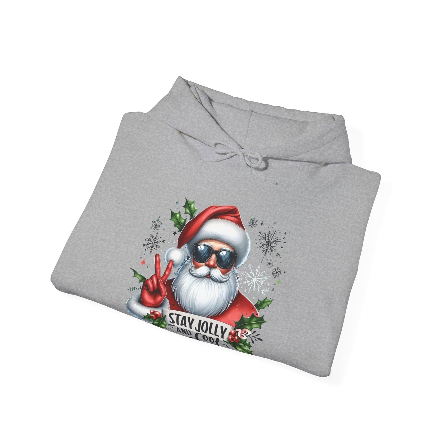 Jolly and Cool Festive Christmas Unisex Hoodie with pouch