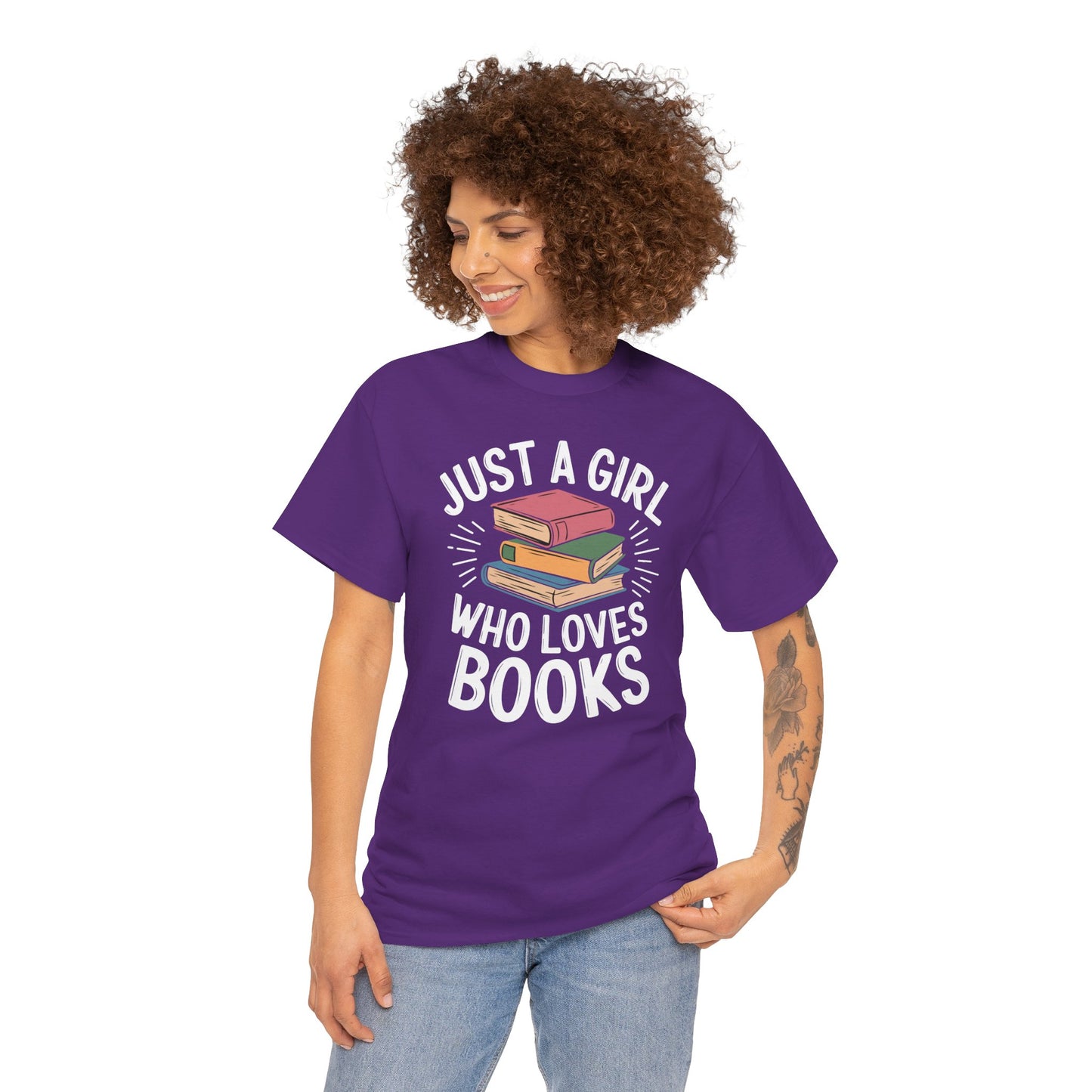 Just a Girl Who Loves Books Unisex Heavy Cotton Tee - S - 5X