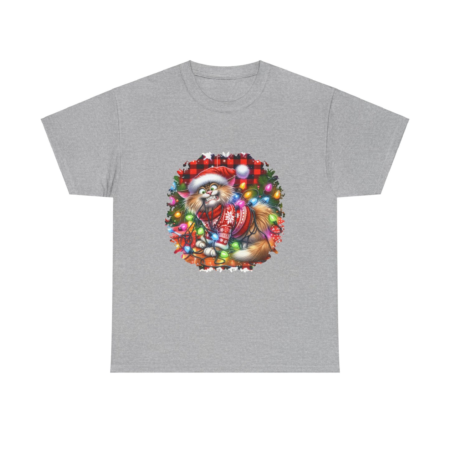 Christmas Cat with lights unisex Tee