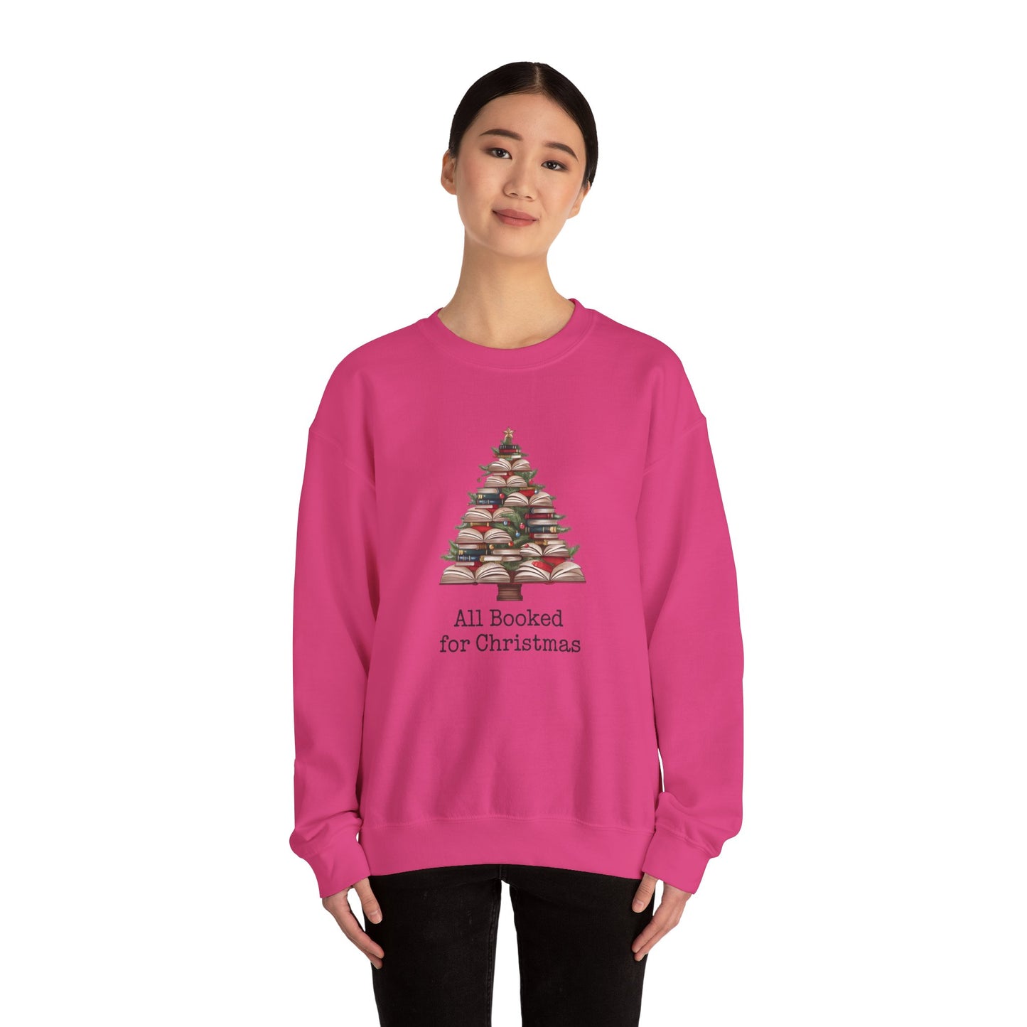 All Booked for Christmas, Book Christmas tree, Unisex Heavy Blend Crewneck Sweatshirt - sizes S - 3X