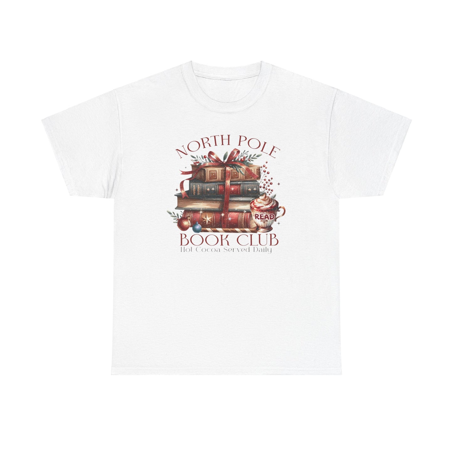 North Pole Book Club Unisex Heavy Cotton tee - Books Lover Christmas Holiday Festive Unisex T-shirt - sizes S - 5X