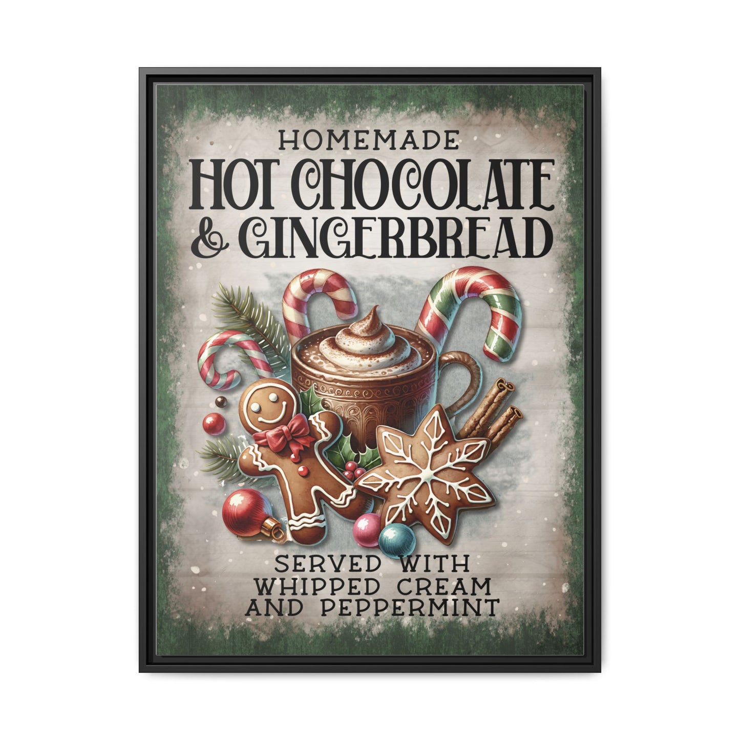 Homemade Hot Chocolate & Gingerbread Matte Canvas, Framed (Multi-color)