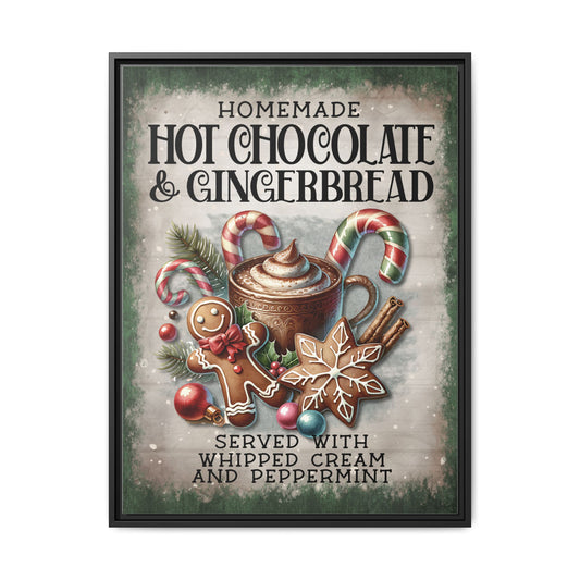 Homemade Hot Chocolate & Gingerbread Matte Canvas, Framed (Multi-color)