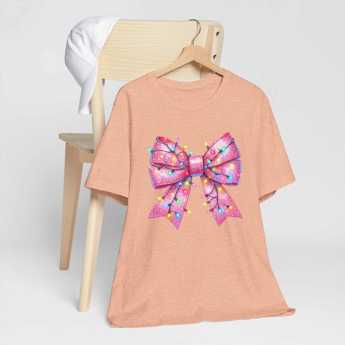 Pink Bow Christmas Tee - Festive Holiday Unisex Jersey T-shirt - sizes S - 3X