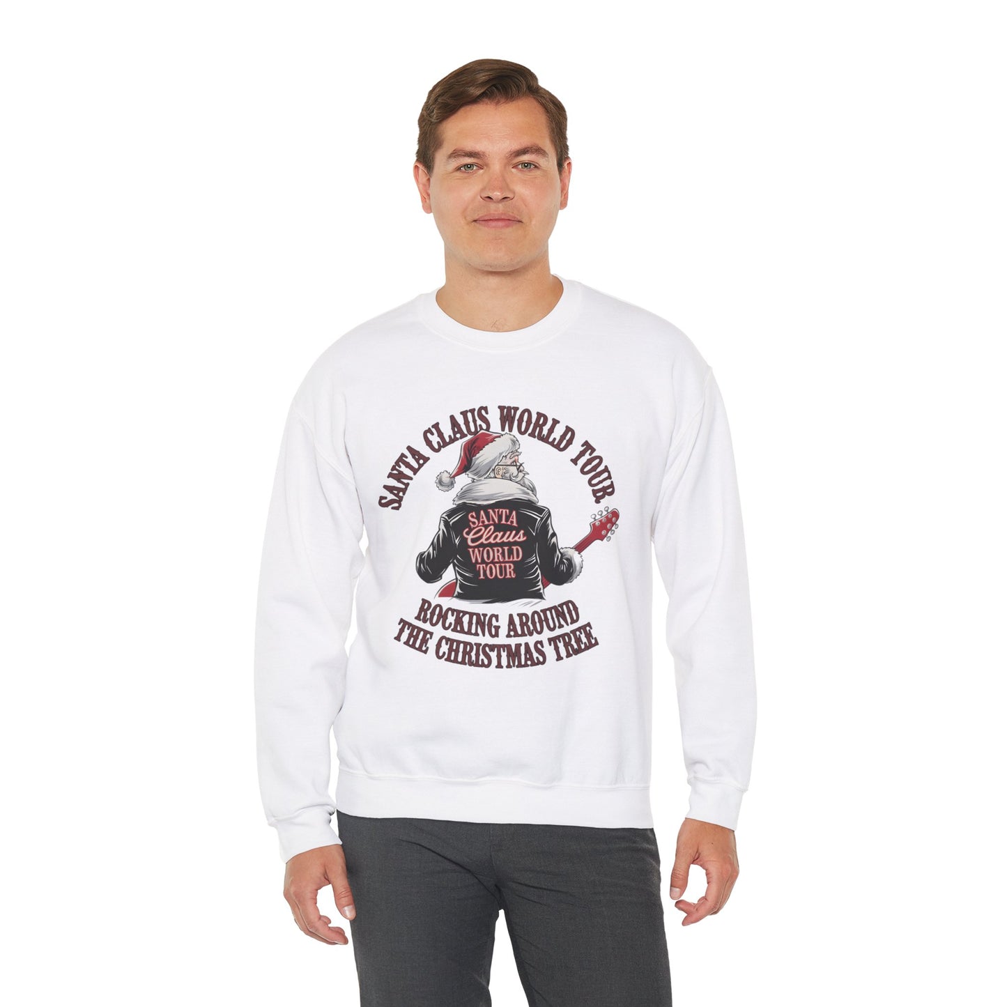 Santa Claus World Tour Crewneck Sweatshirt - Christmas Holiday Festive Funny - Sizes S-5X