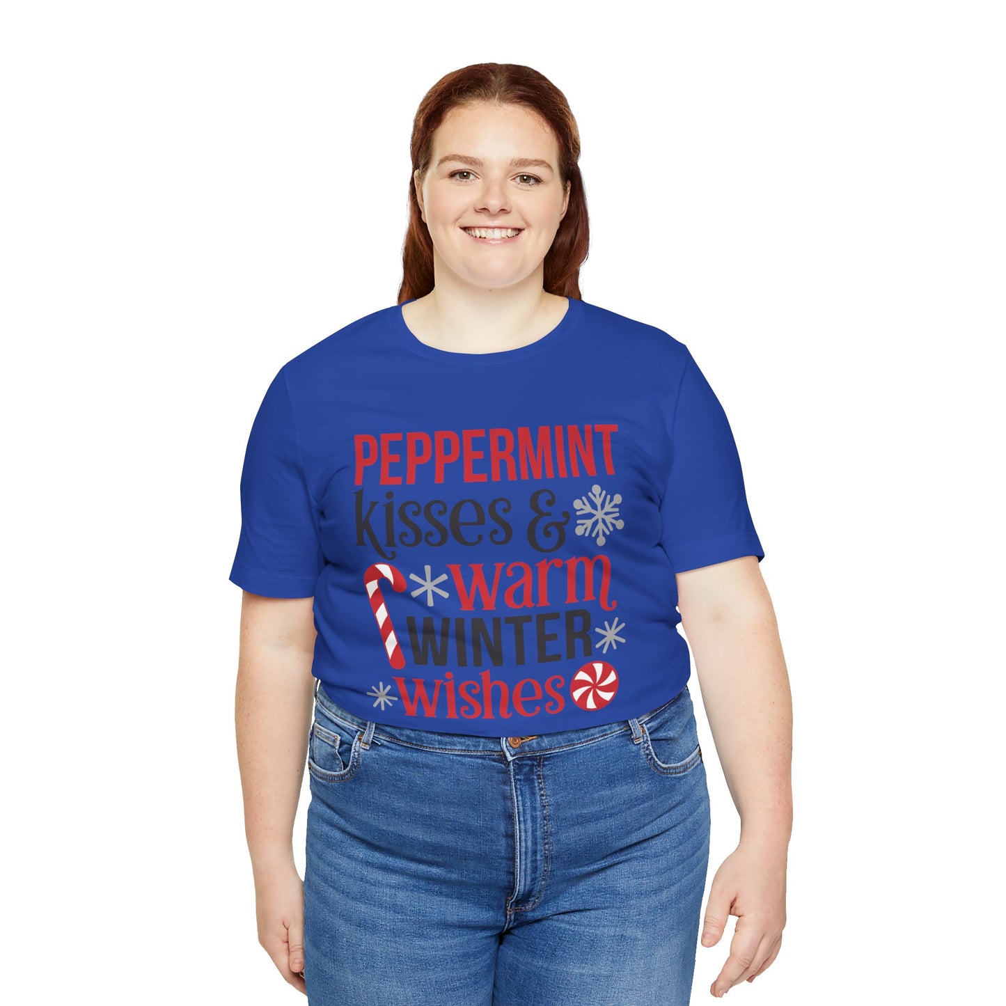 Peppermint Kisses and Warm Winter Wishes Unisex Jersey Short Sleeve Tee - sizes S - 3X