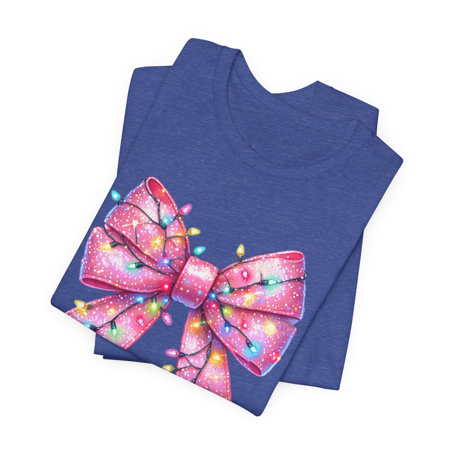 Pink Bow Christmas Tee - Festive Holiday Unisex Jersey T-shirt - sizes S - 3X