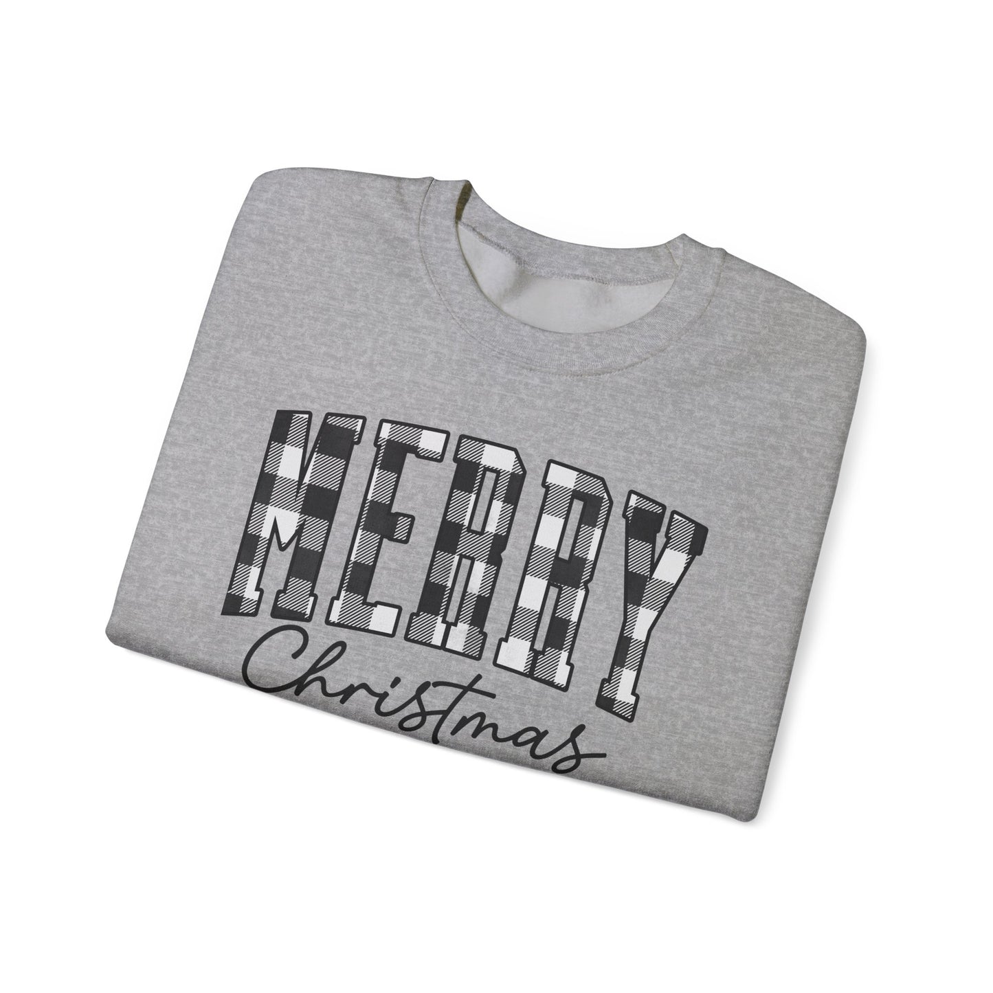 Buffalo Plaid Merry Christmas Unisex Heavy Blend™ Crewneck Sweatshirt - sizes S - 3X