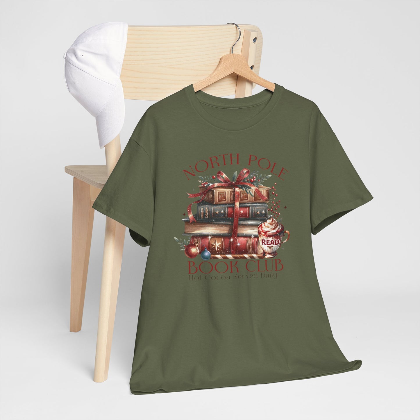 North Pole Book Club Unisex Heavy Cotton tee - Books Lover Christmas Holiday Festive Unisex T-shirt - sizes S - 5X