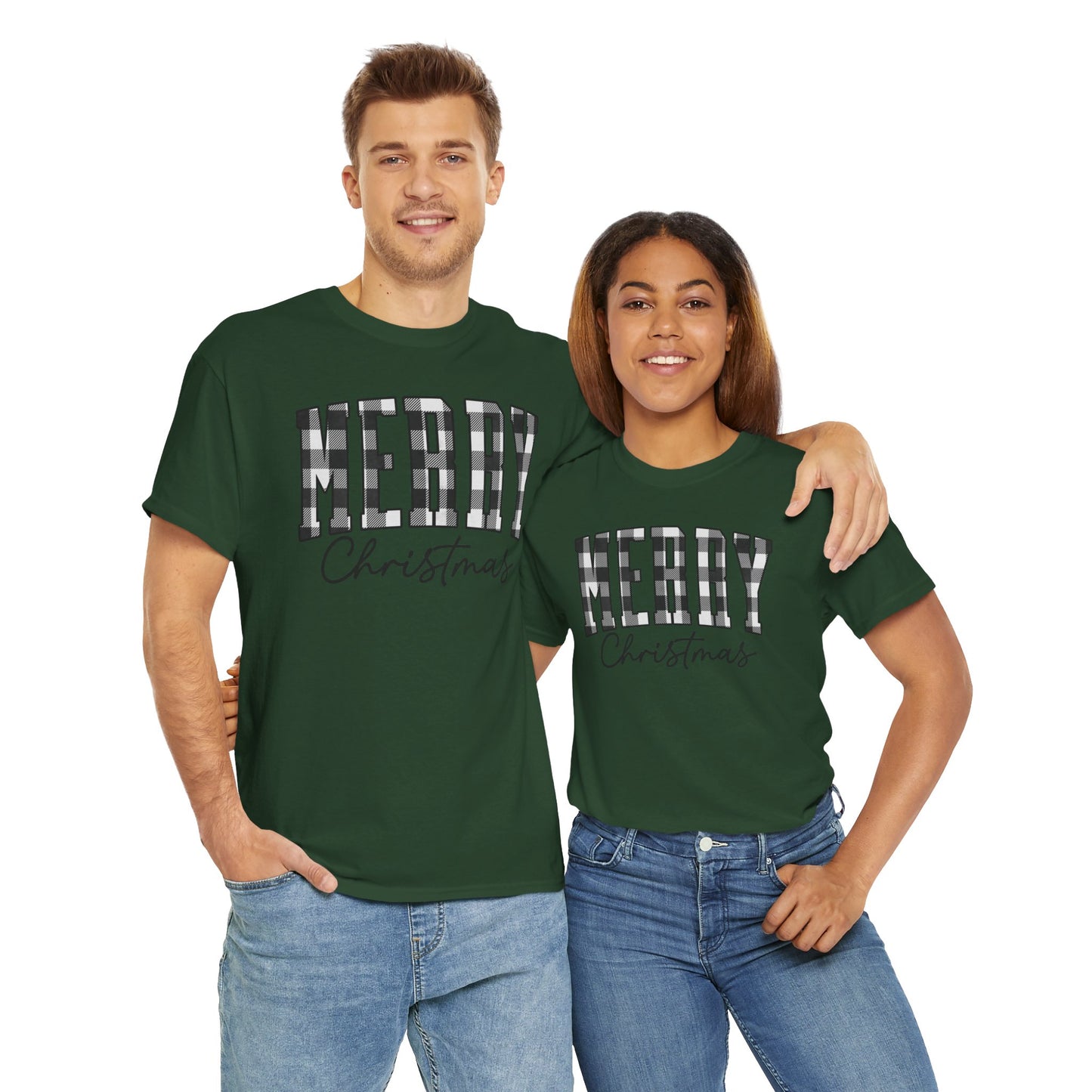 Buffalo Plaid Merry Christmas Unisex Heavy Cotton Tee - sizes S - 5X