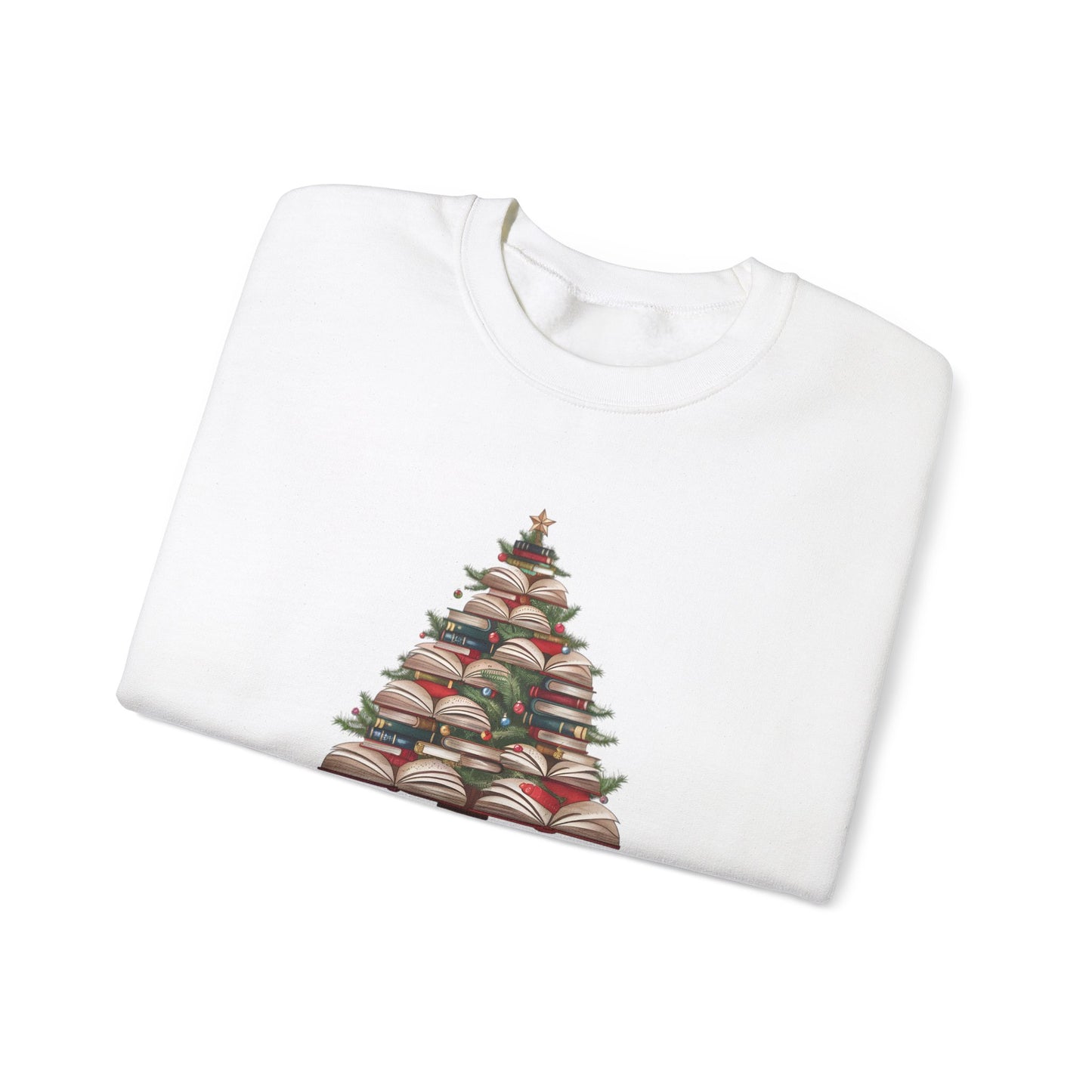 All Booked for Christmas, Book Christmas tree, Unisex Heavy Blend Crewneck Sweatshirt - sizes S - 3X