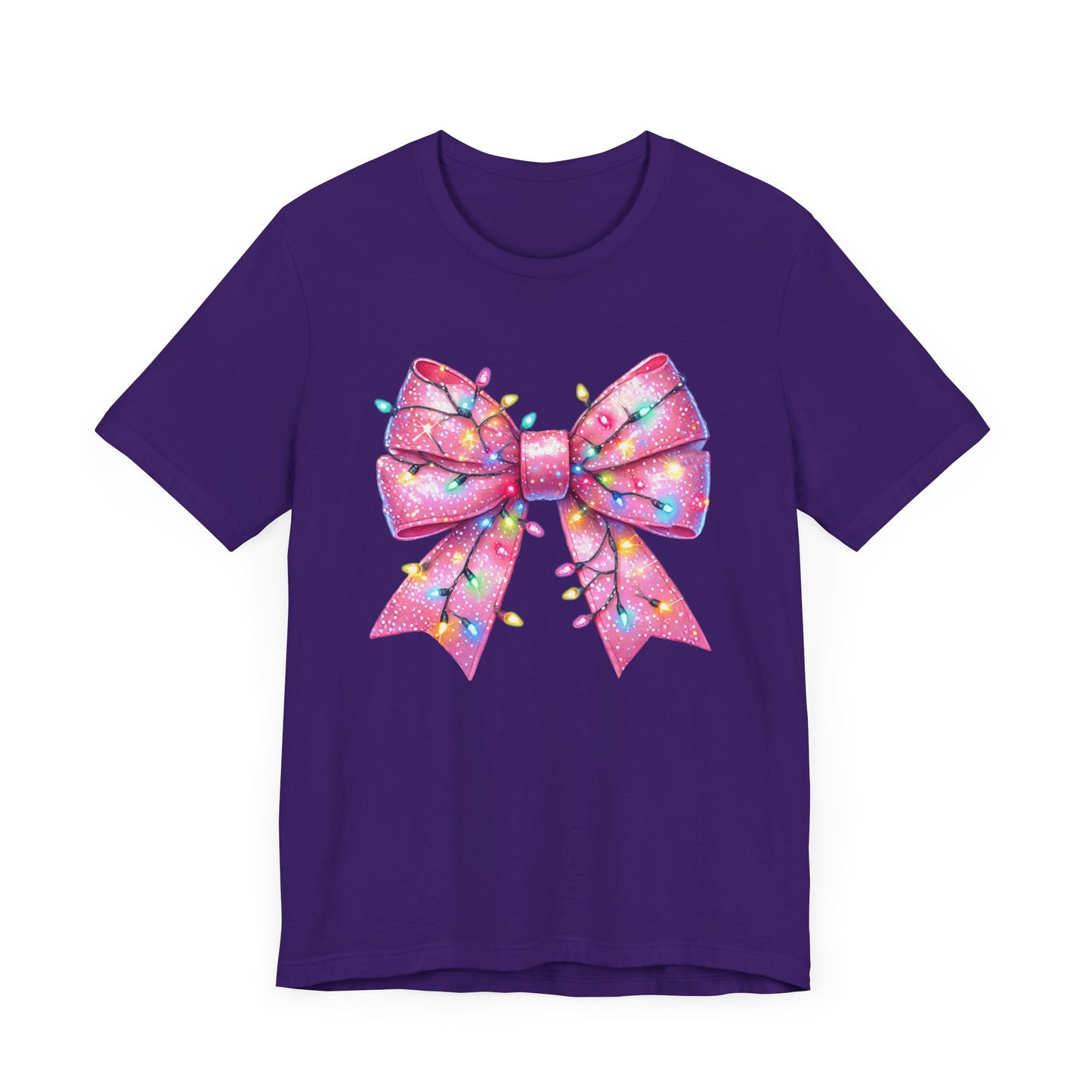 Pink Bow Christmas Tee - Festive Holiday Unisex Jersey T-shirt - sizes S - 3X