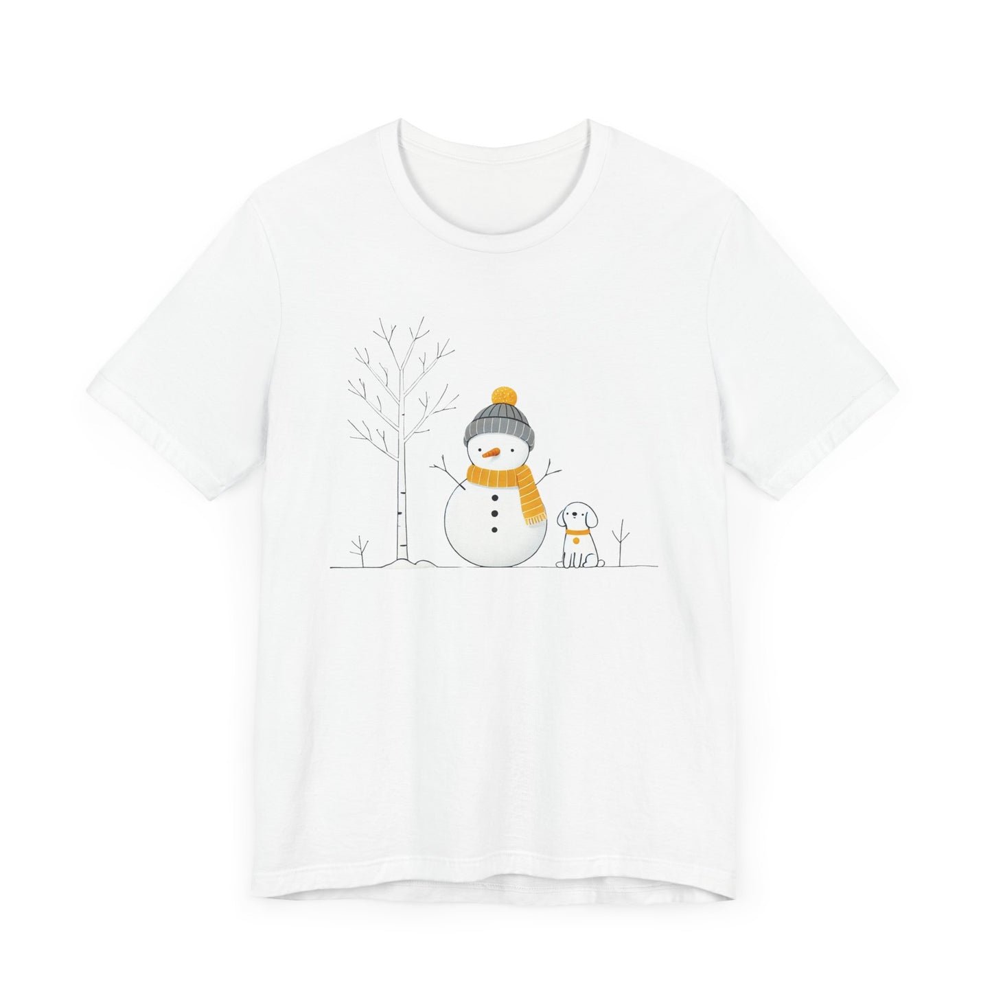 Snowman and dog winter scene Unisex Jersey Short Sleeve Tee - sizes S - 3X