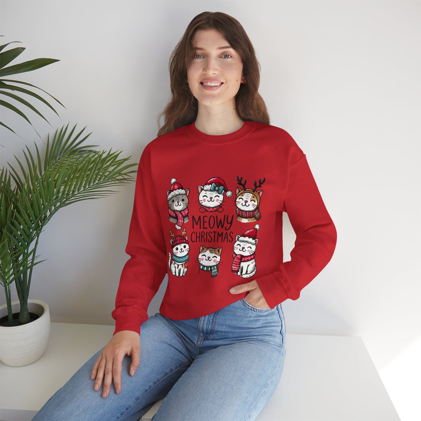 Meowy Christmas Crewneck Sweatshirt - size S - 5X