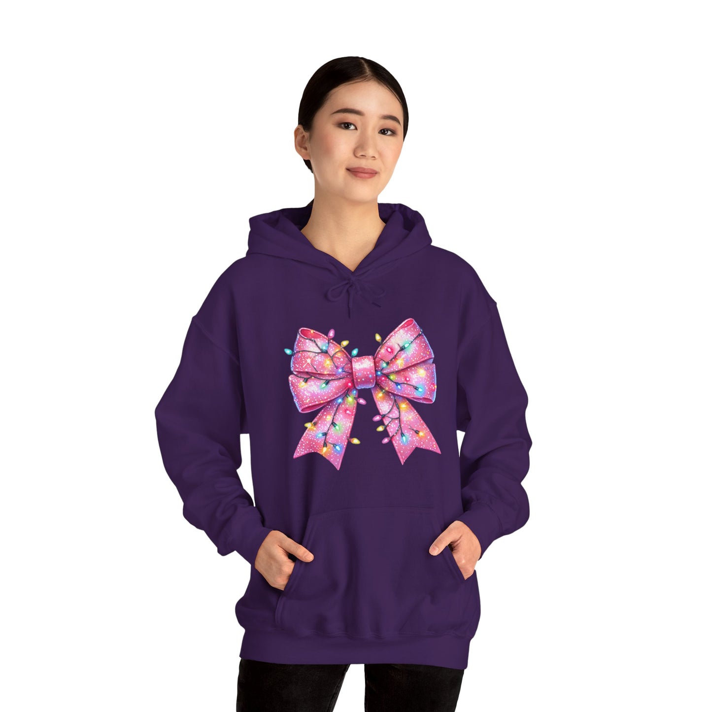 Big Pink Christmas Bow Unisex Heavy Blend™ Hooded Sweatshirt - sizes S - 3X