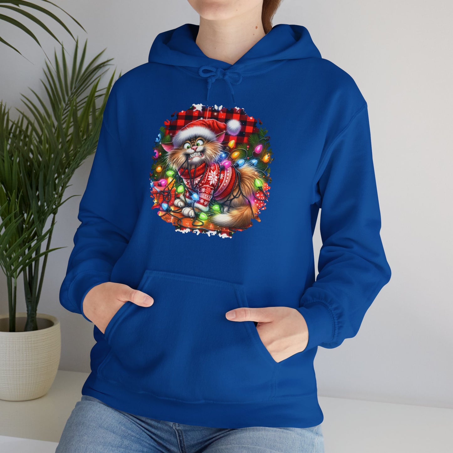 Christmas Cat Hoodie for Cat Lovers - Unisex Heavy Blend Hooded Sweatshirt