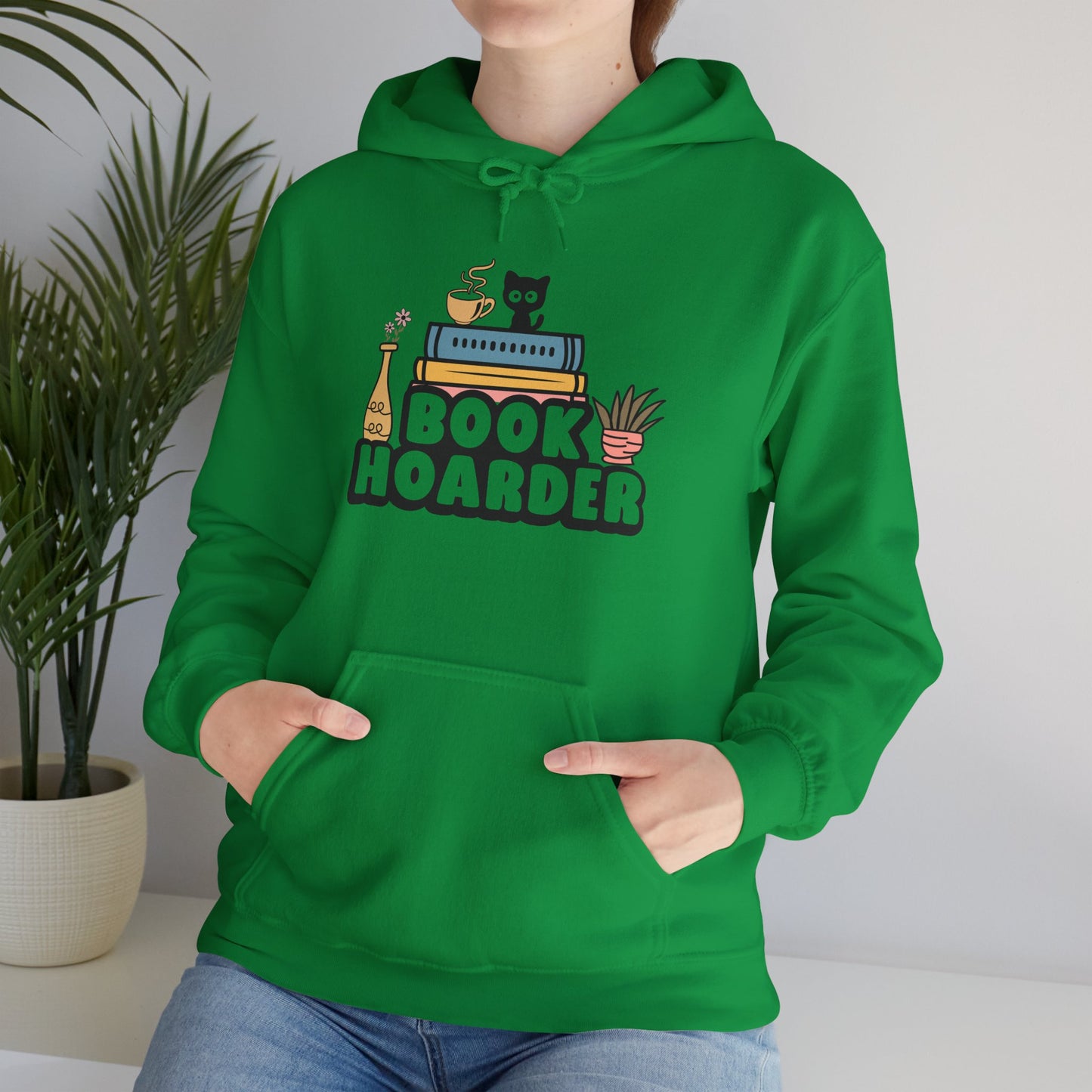 Book Hoarder Heavy Blend Unisex Hoodie - Funny Cat Lover Sweatshirt - sizes S - 5X