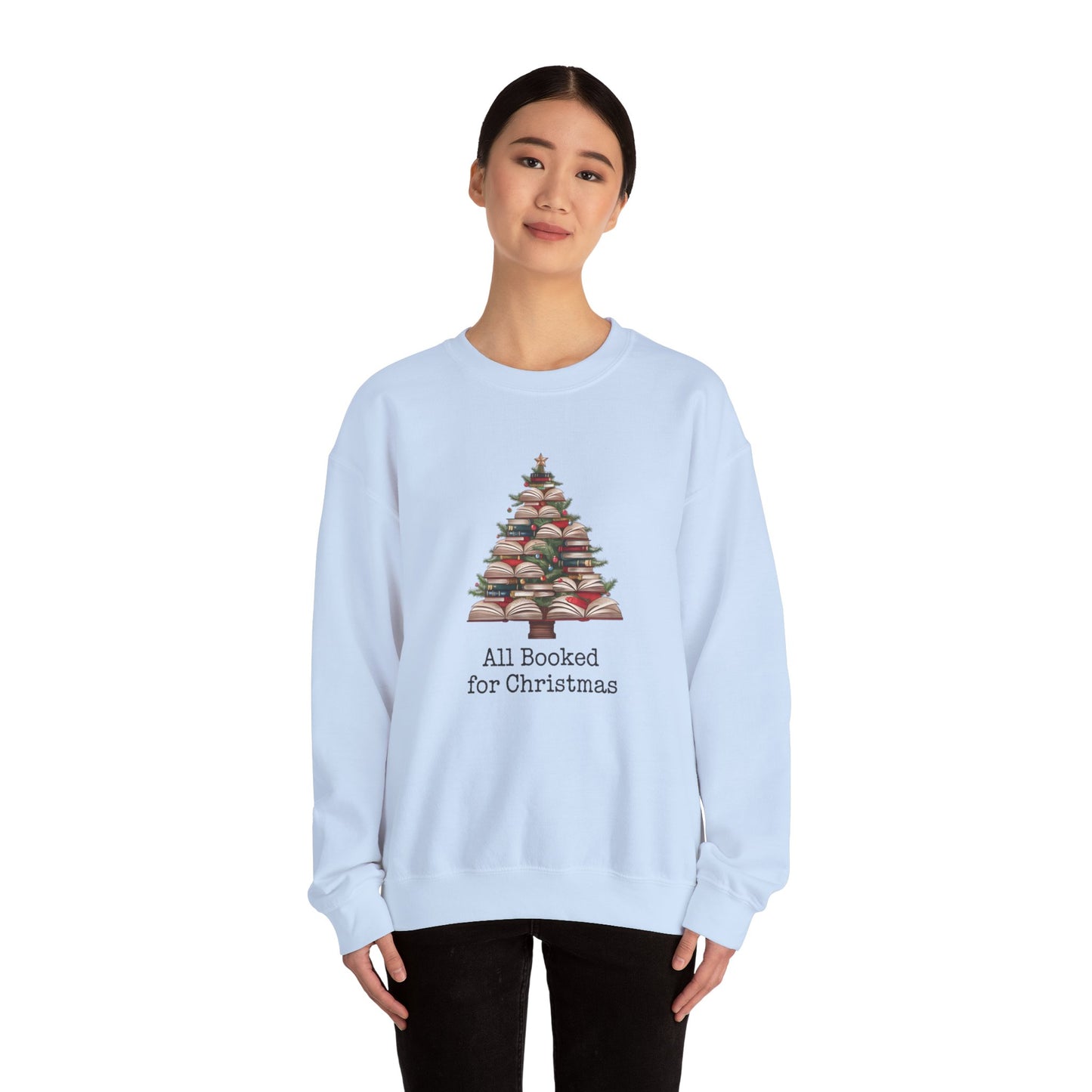 All Booked for Christmas, Book Christmas tree, Unisex Heavy Blend Crewneck Sweatshirt - sizes S - 3X