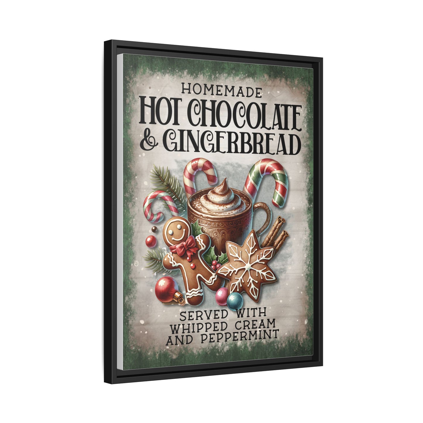 Homemade Hot Chocolate & Gingerbread Matte Canvas, Framed (Multi-color)