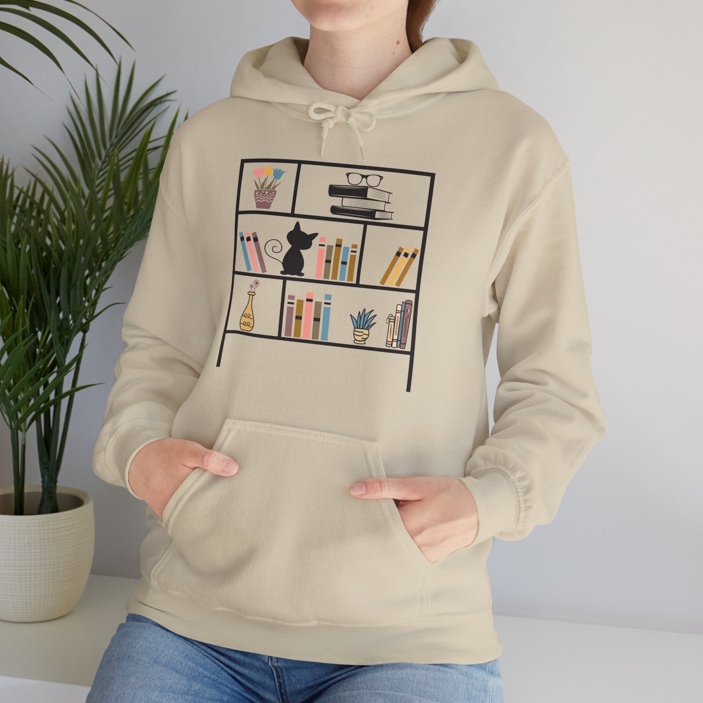 Unisex Heavy Blend™ Hooded Sweatshirt - bookshelf for cat - sizes S - 3X