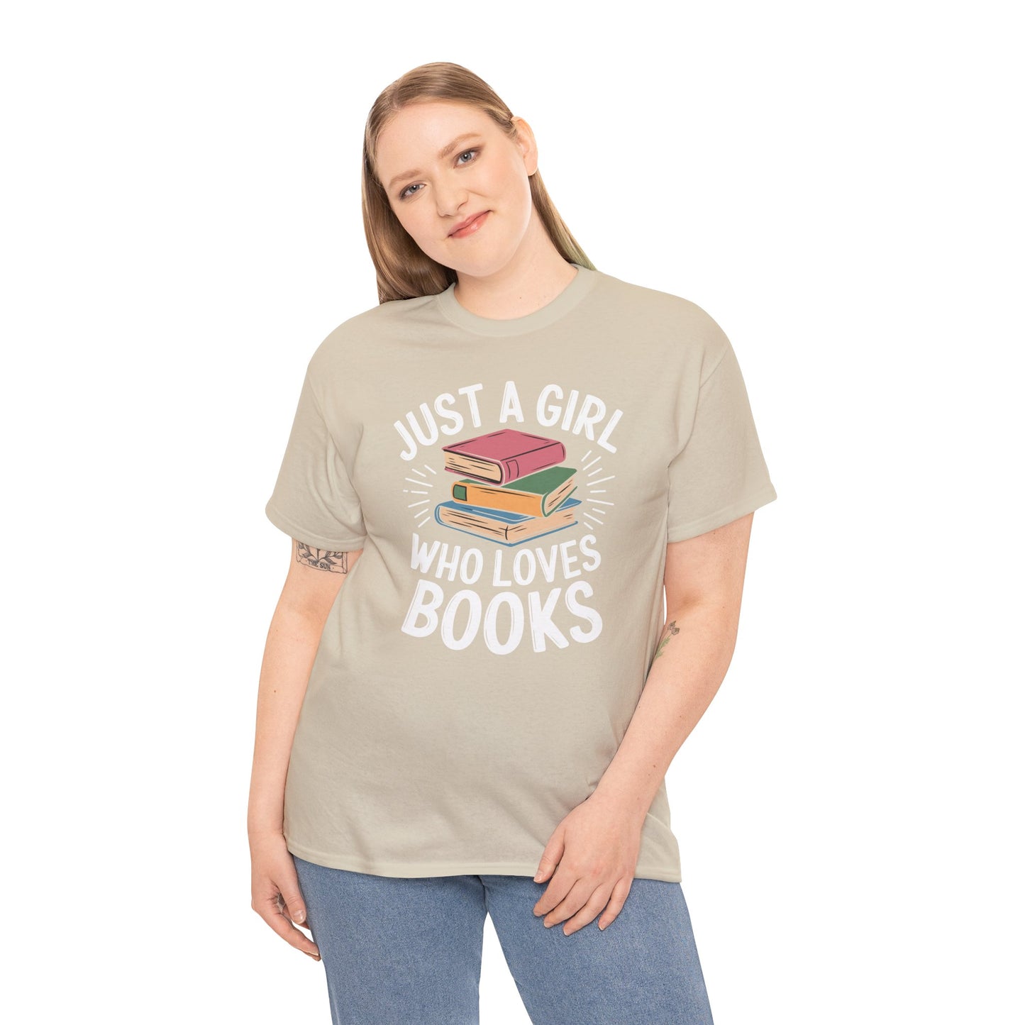 Just a Girl Who Loves Books Unisex Heavy Cotton Tee - S - 5X