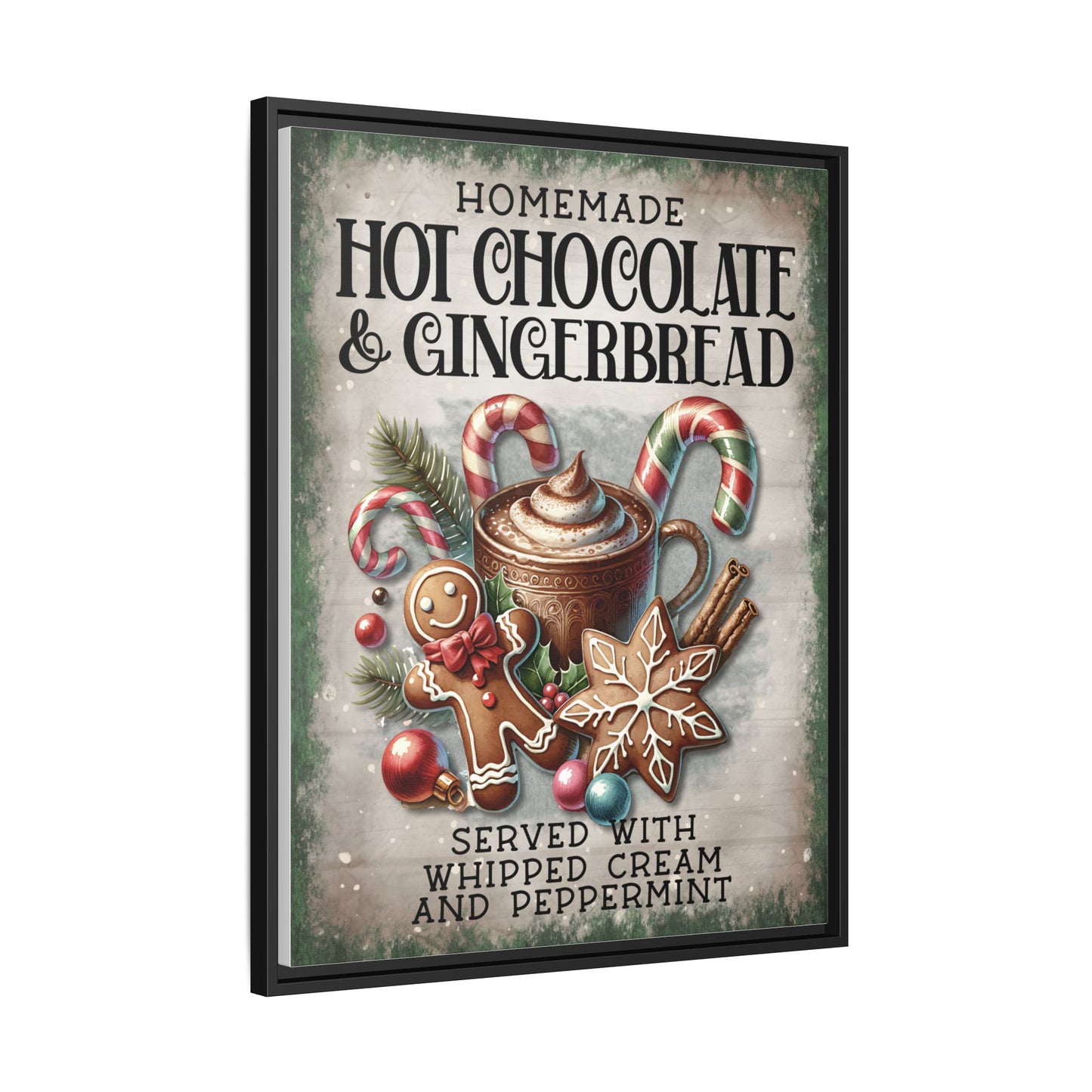 Homemade Hot Chocolate & Gingerbread Matte Canvas, Framed (Multi-color)