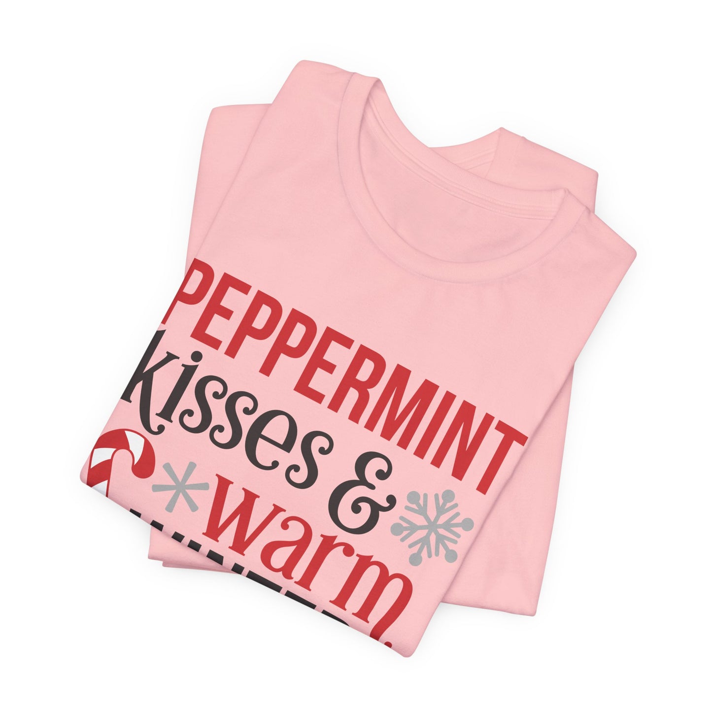 Peppermint Kisses and Warm Winter Wishes Unisex Jersey Short Sleeve Tee - sizes S - 3X