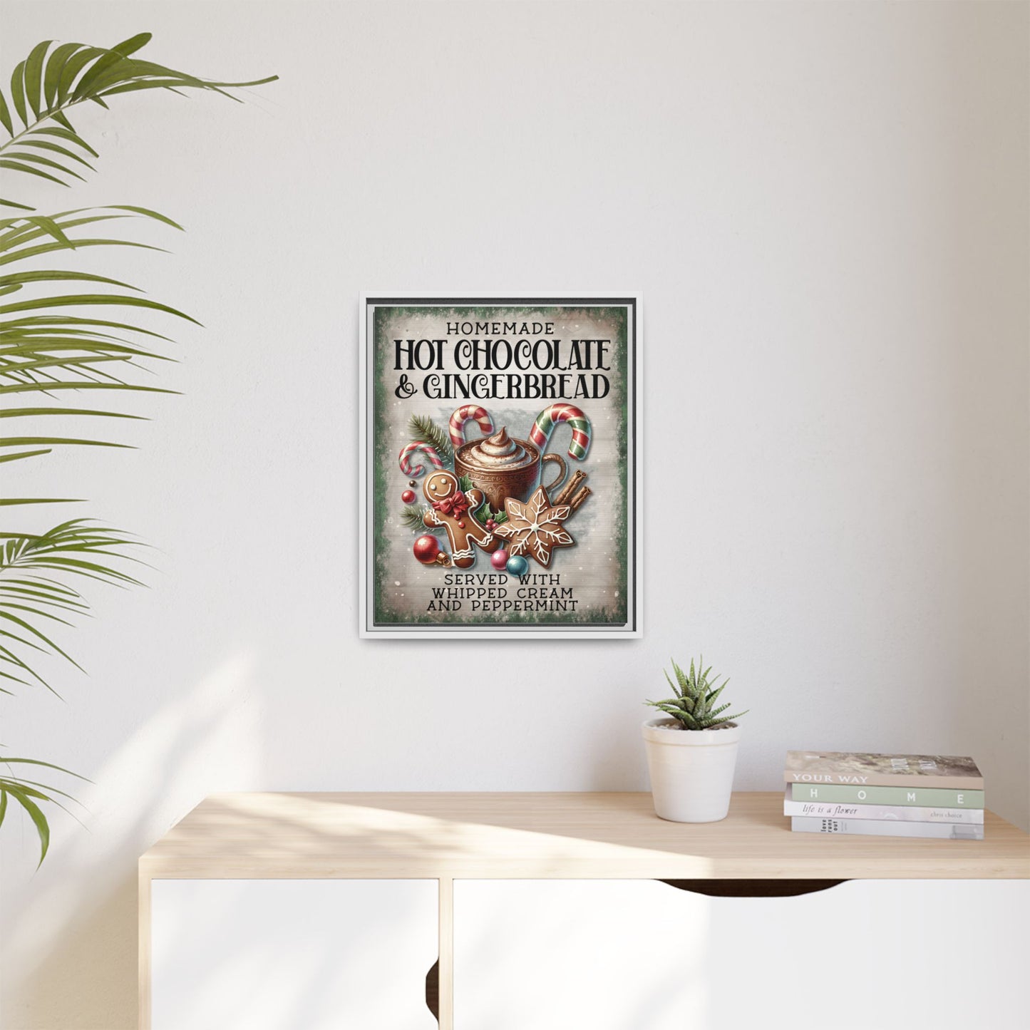 Homemade Hot Chocolate & Gingerbread Matte Canvas, Framed (Multi-color)