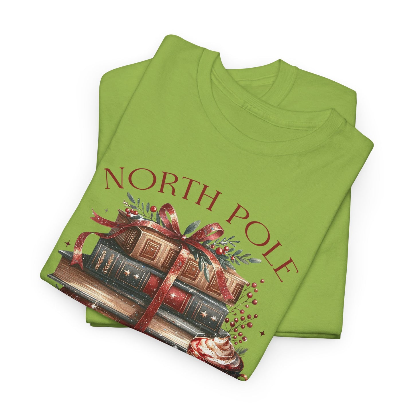 North Pole Book Club Unisex Heavy Cotton tee - Books Lover Christmas Holiday Festive Unisex T-shirt - sizes S - 5X