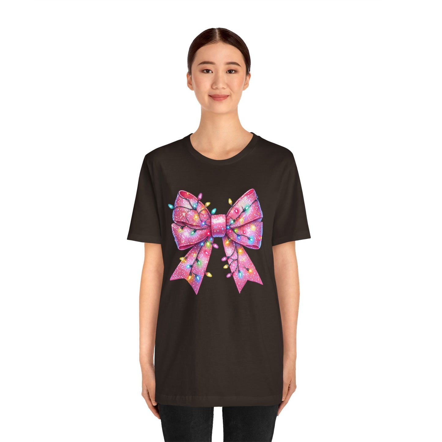 Pink Christmas Bow Unisex Jersey Short Sleeve Tee - sizes S - 3X