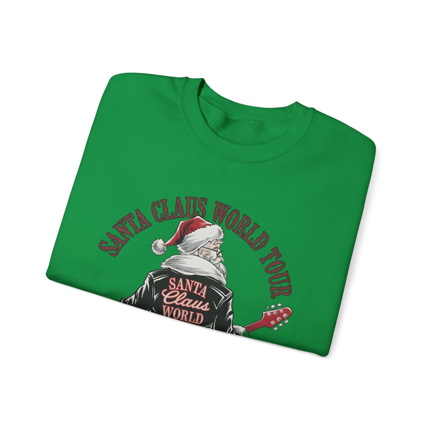 Santa Claus World Tour Crewneck Sweatshirt - Christmas Holiday Festive Funny - Sizes S-5X